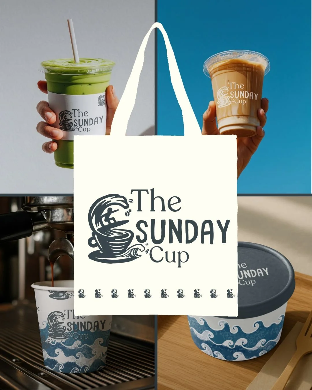 For The Sunday Cup, the goal was simple:
create a brand that feels as good as the coffee tastes.

Soft, intentional, and effortlessly memorable.

The direction was minimal, warm, and inviting,
balancing energy with stillness through bold forms and a 