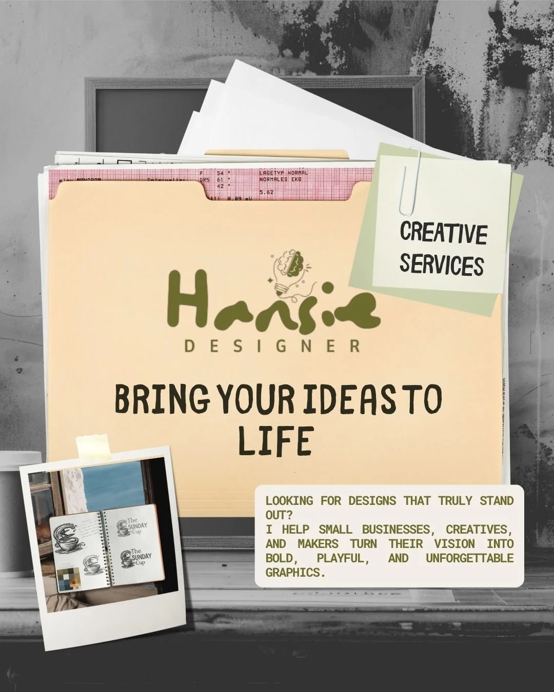 🎨 Bring Your Ideas to Life with Hansie Designer! 🎨

Looking for designs that truly stand out? I help small businesses, creatives, and makers turn their vision into bold, playful, and unforgettable graphics.

I offer:
✨ Logo &amp; Branding
✨ Social 