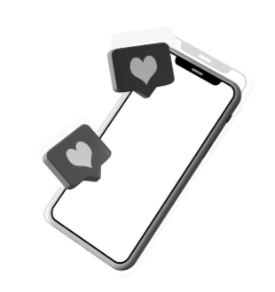 Illustration of a smartphone with two floating notification icons showing hearts.