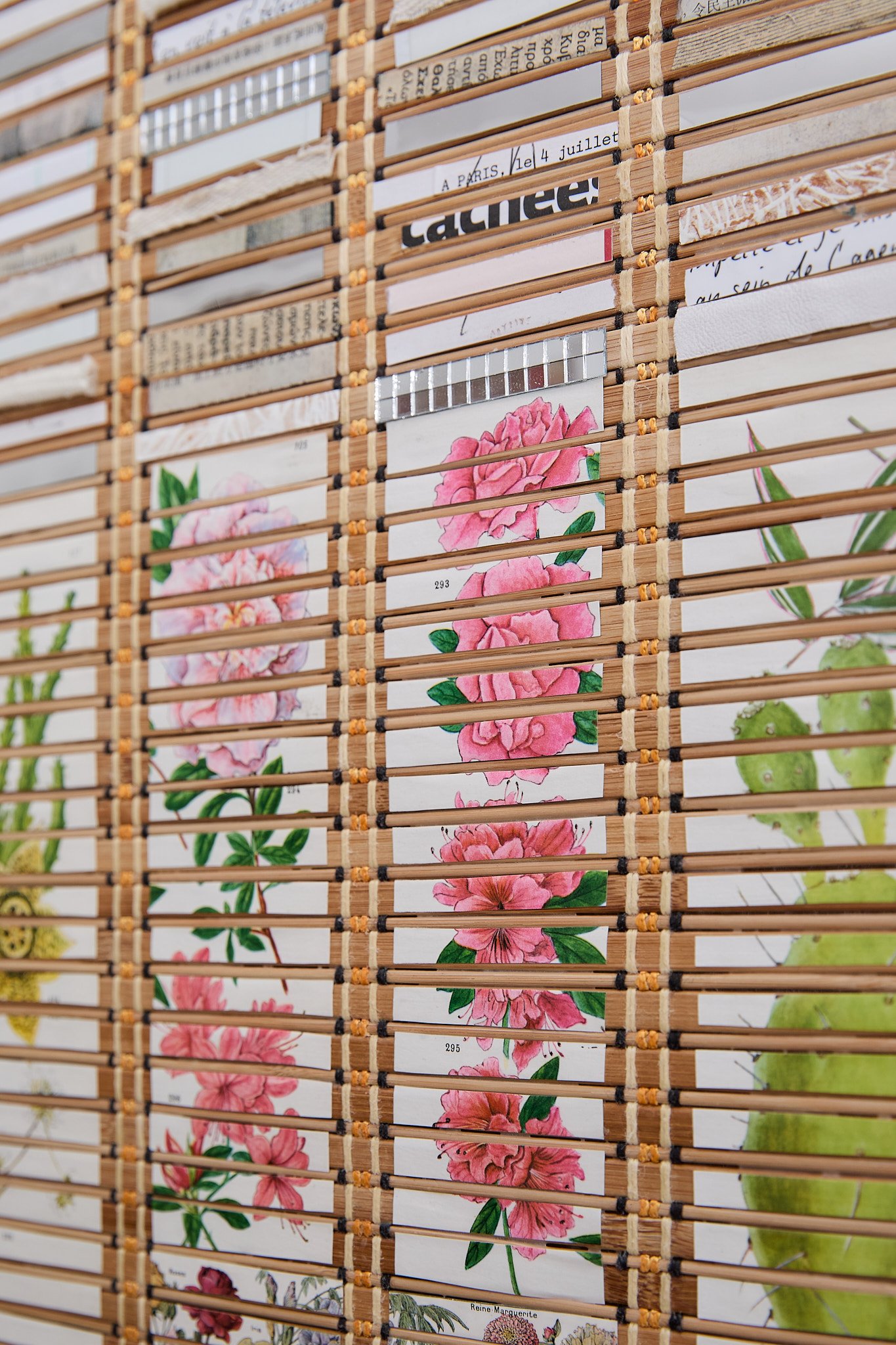 blooming fragments – collage sur bambou 150x70 cm, miroir naissance enceinte, Chloé Ortiz artiste plasticienne 6.jpg