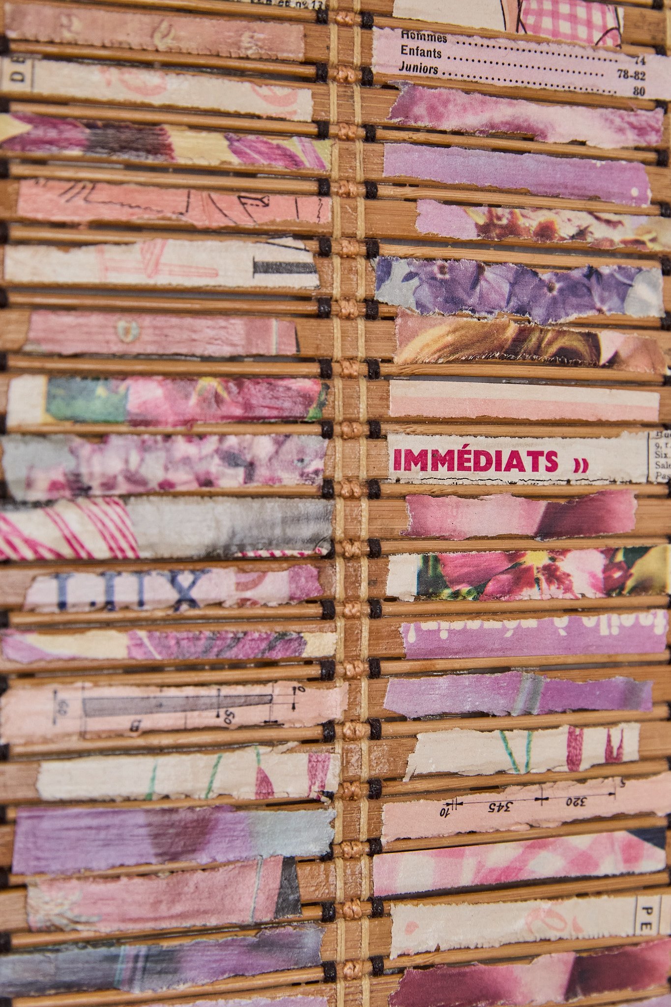 Fragments de couturier– collage sur bambou 20x200 cm, Chloé Ortiz artiste plasticienne 9.jpg