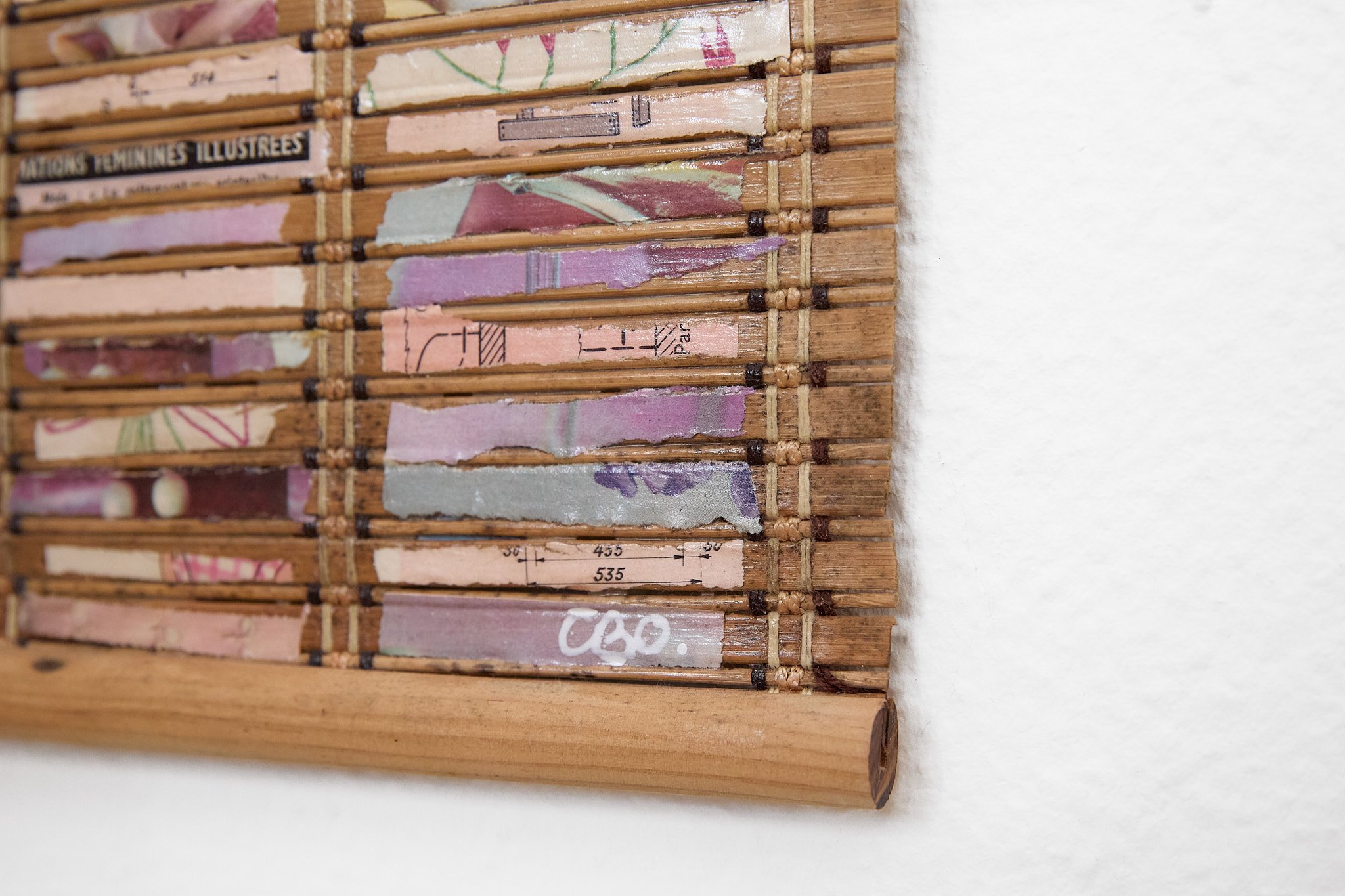 Fragments de couturier– collage sur bambou 20x200 cm, Chloé Ortiz artiste plasticienne 3.jpg