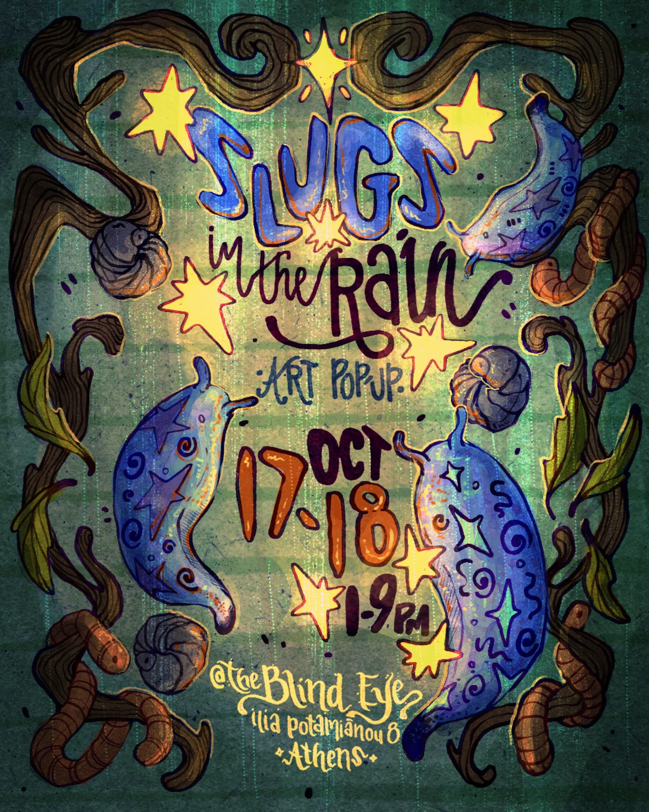 🌧️🐌 SLUGS IN THE RAIN : ART POP-UP &amp; GIVEAWAY 🐌🌧️