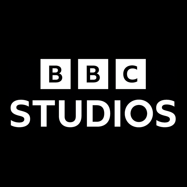 BBC Studios logo with white text and black background.
