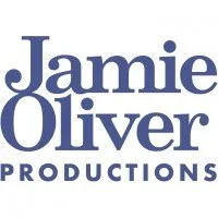 Logo with the text 'Jamie Oliver PRODUCTIONS' in blue letters.