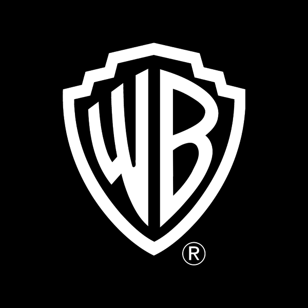 Warner Bros. logo featuring a shield with stylized WB initials in white on a black background.