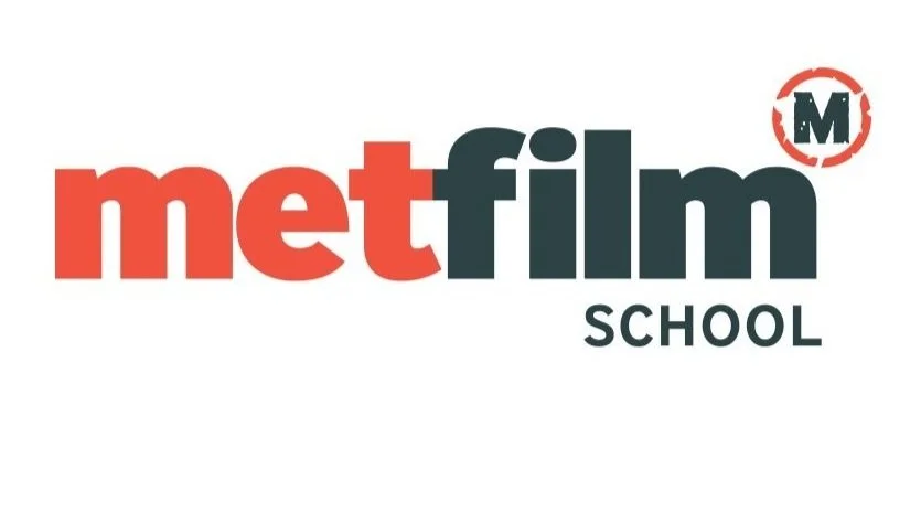 Logo for MetFilm School with a red and black color scheme and a red circle with an 'M' inside.