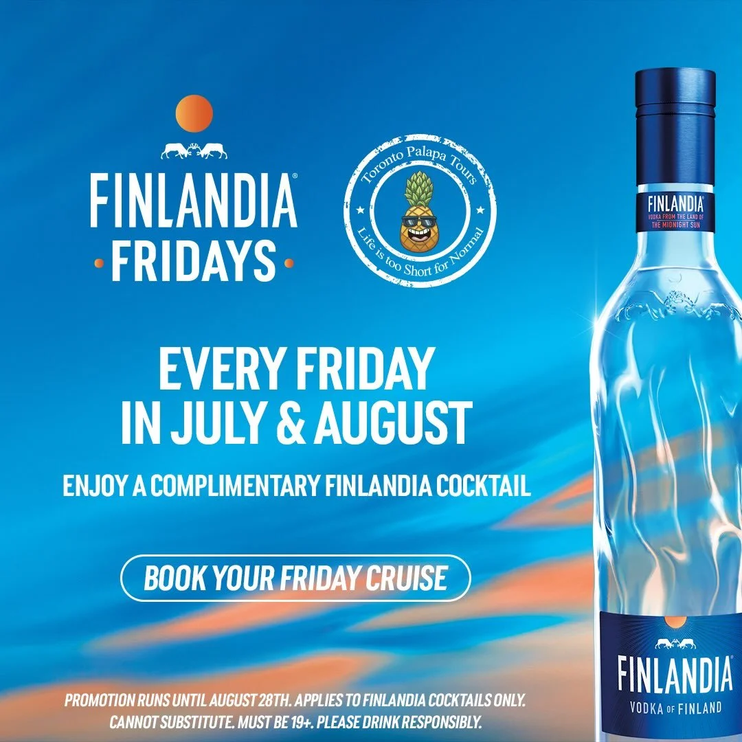 🍊 Introducing Finlandia Fridays&nbsp;with @TorontoPalapaTours!

This summer, we&rsquo;re bringing the perfect Friday night pairing to Toronto Harbour.

Every Friday throughout July &amp; August, guests on Palapa Tours&rsquo; public cruises will rece