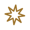 Small, gold eight-pointed star on a transparent background.