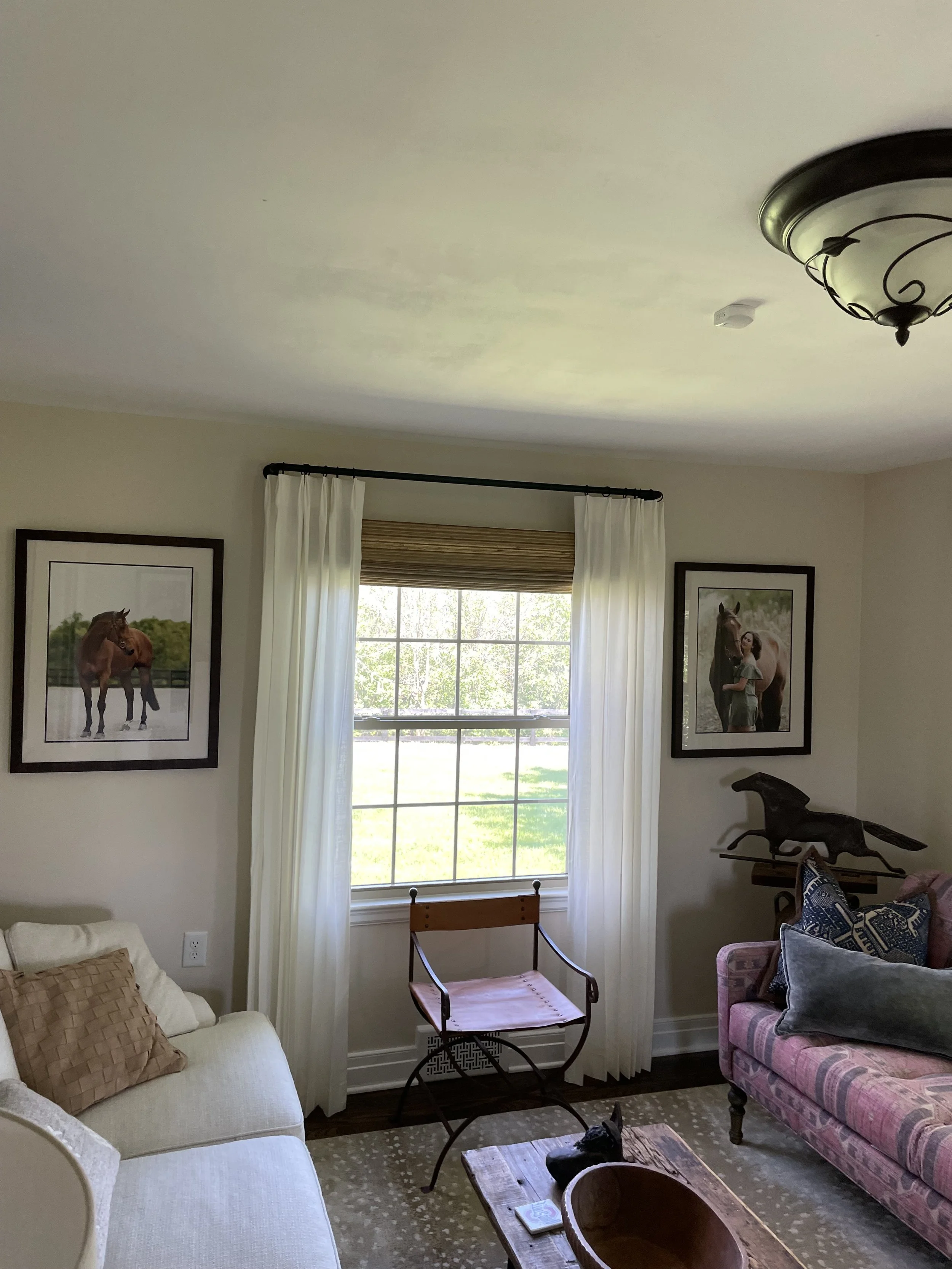 Woven Woods Shade with Sheer Drapery