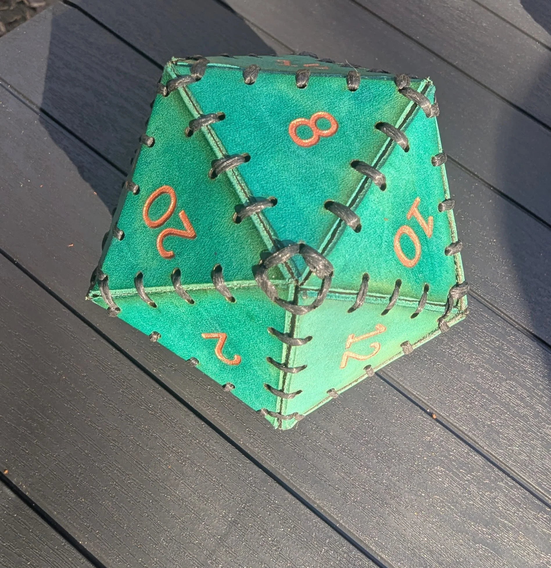 Leather D20 - Green & Copper