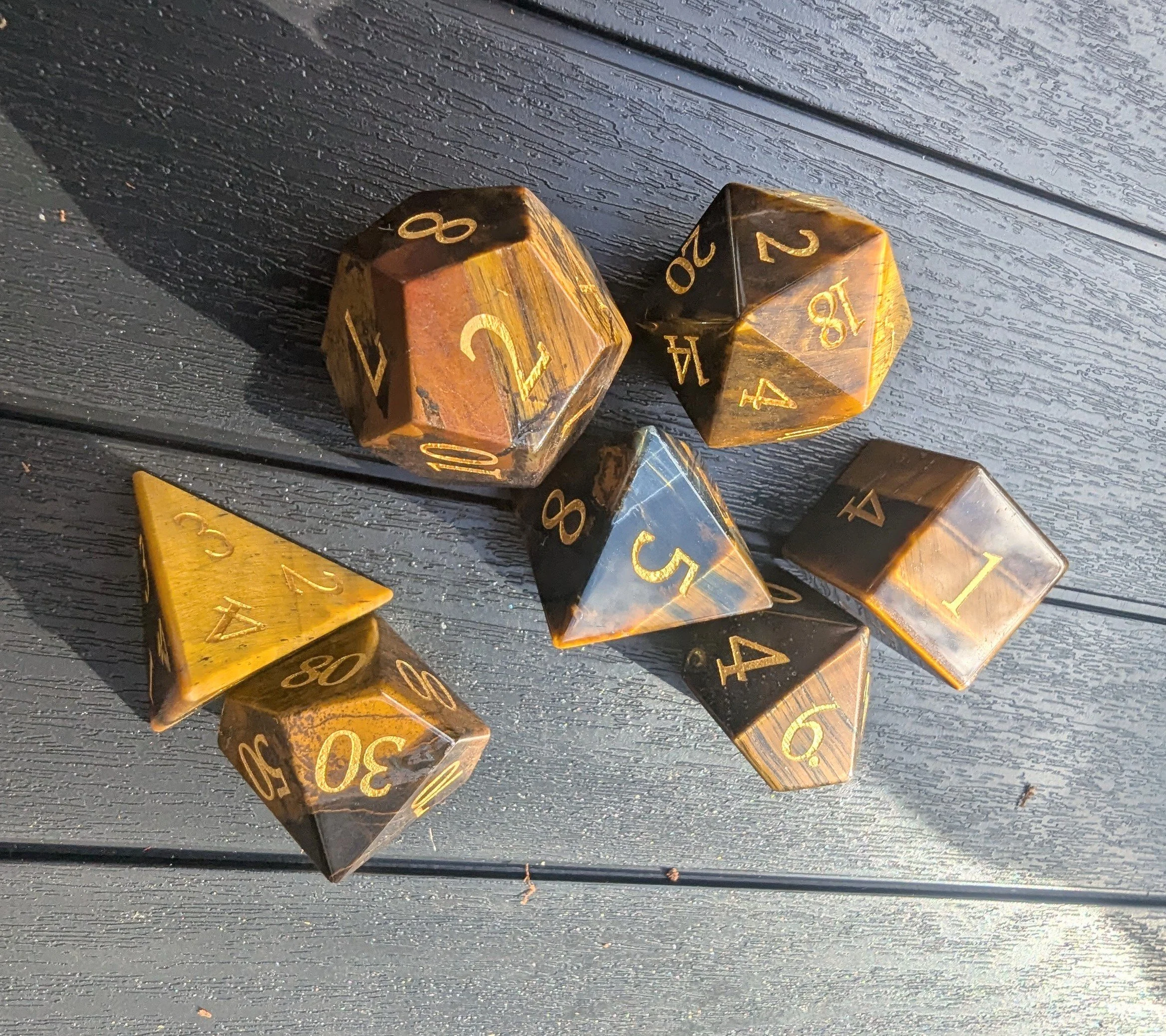 Golden Tiger Eye Dice Set