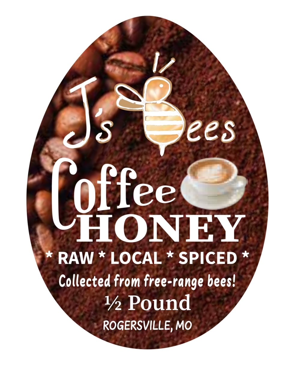 Coffee Cold-Infused Honey Raw Local J's Bees Rogersville, MO