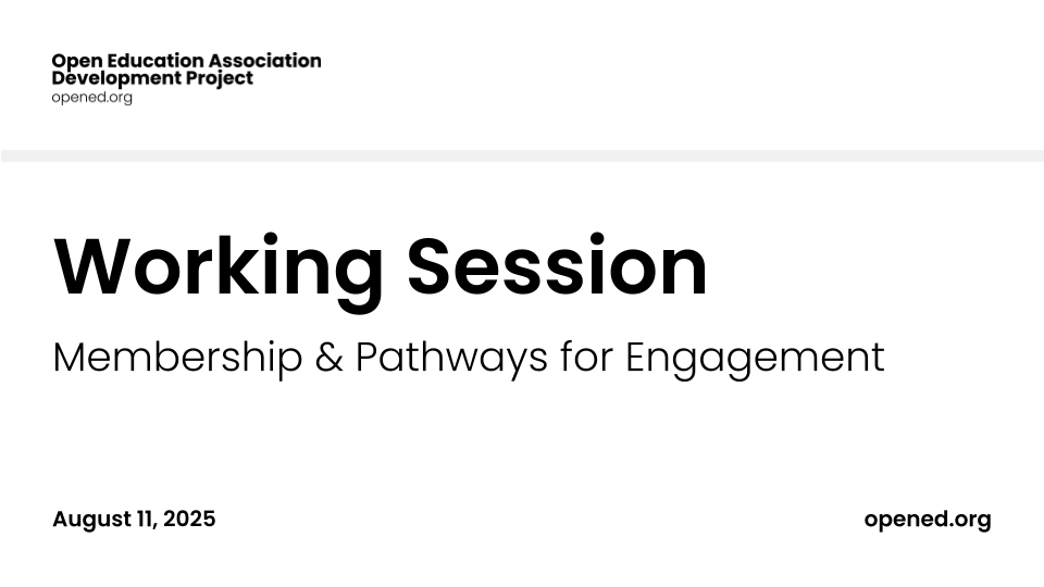 Working Session: Membership & Pathways for Engagement