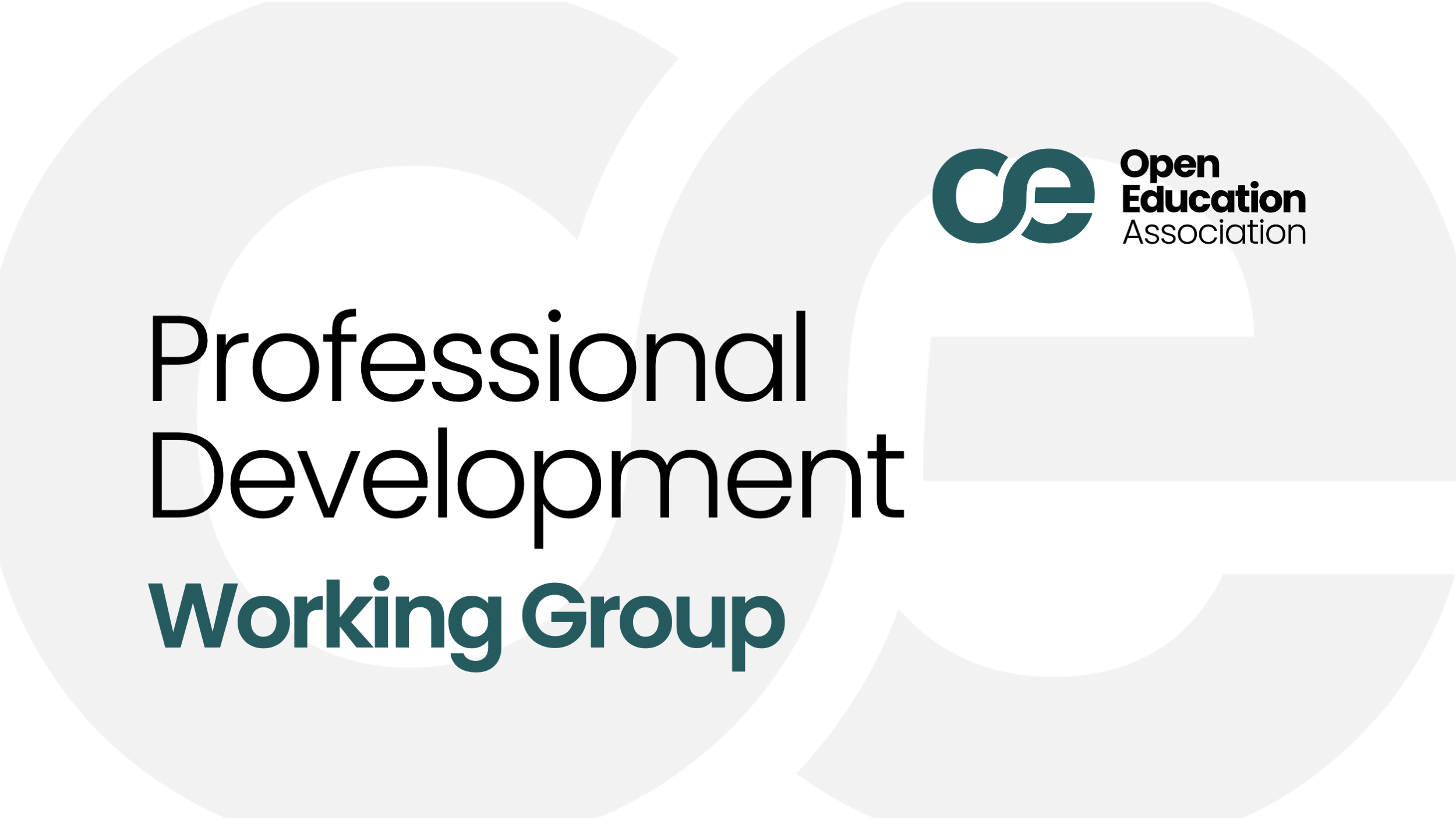 Professional Development Working Group: Introductory Session