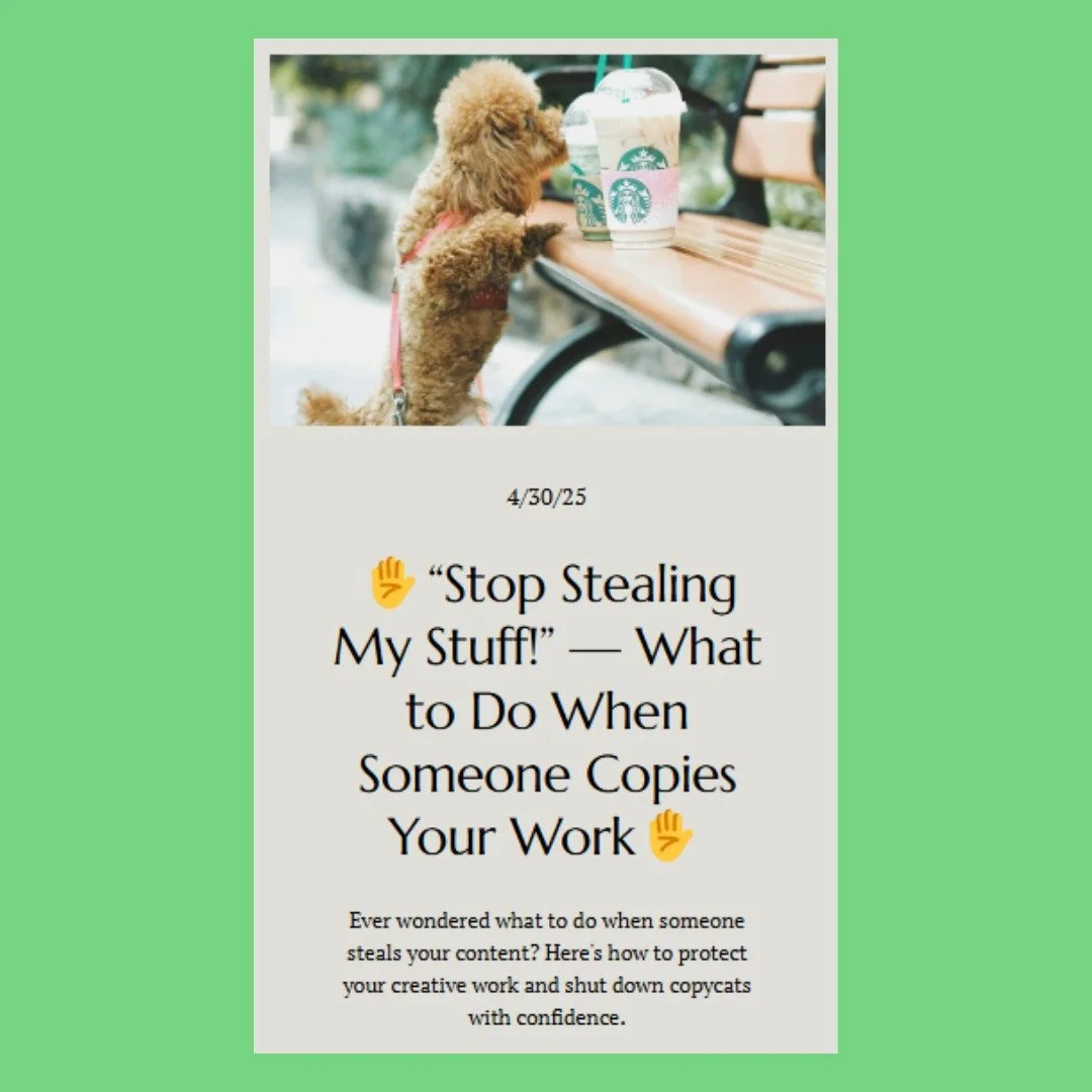 Someone copying your content? 😤

Don&rsquo;t just roll your eyes&mdash;protect your work like a pro.

From screenshots to cease &amp; desists, we&rsquo;ve got the legal lowdown to help you shut it down (with class).

👩&zwj;⚖️ Tap the link in bio to