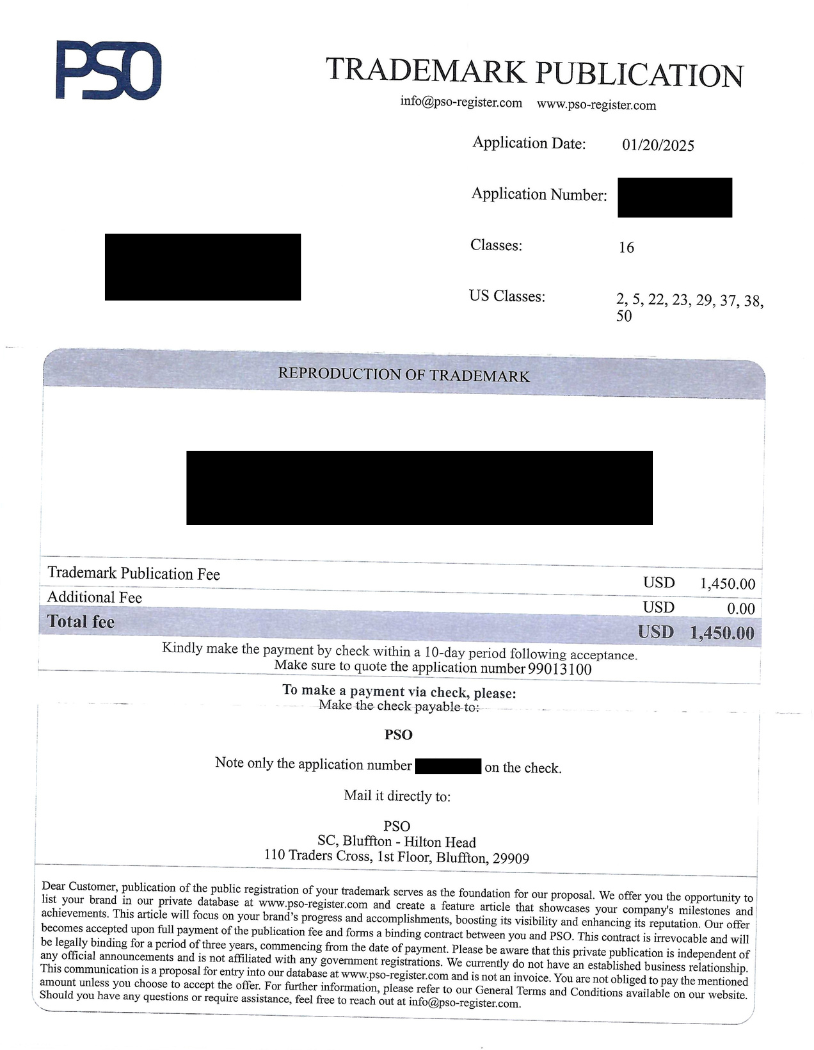 Reproduction of Trademark Form