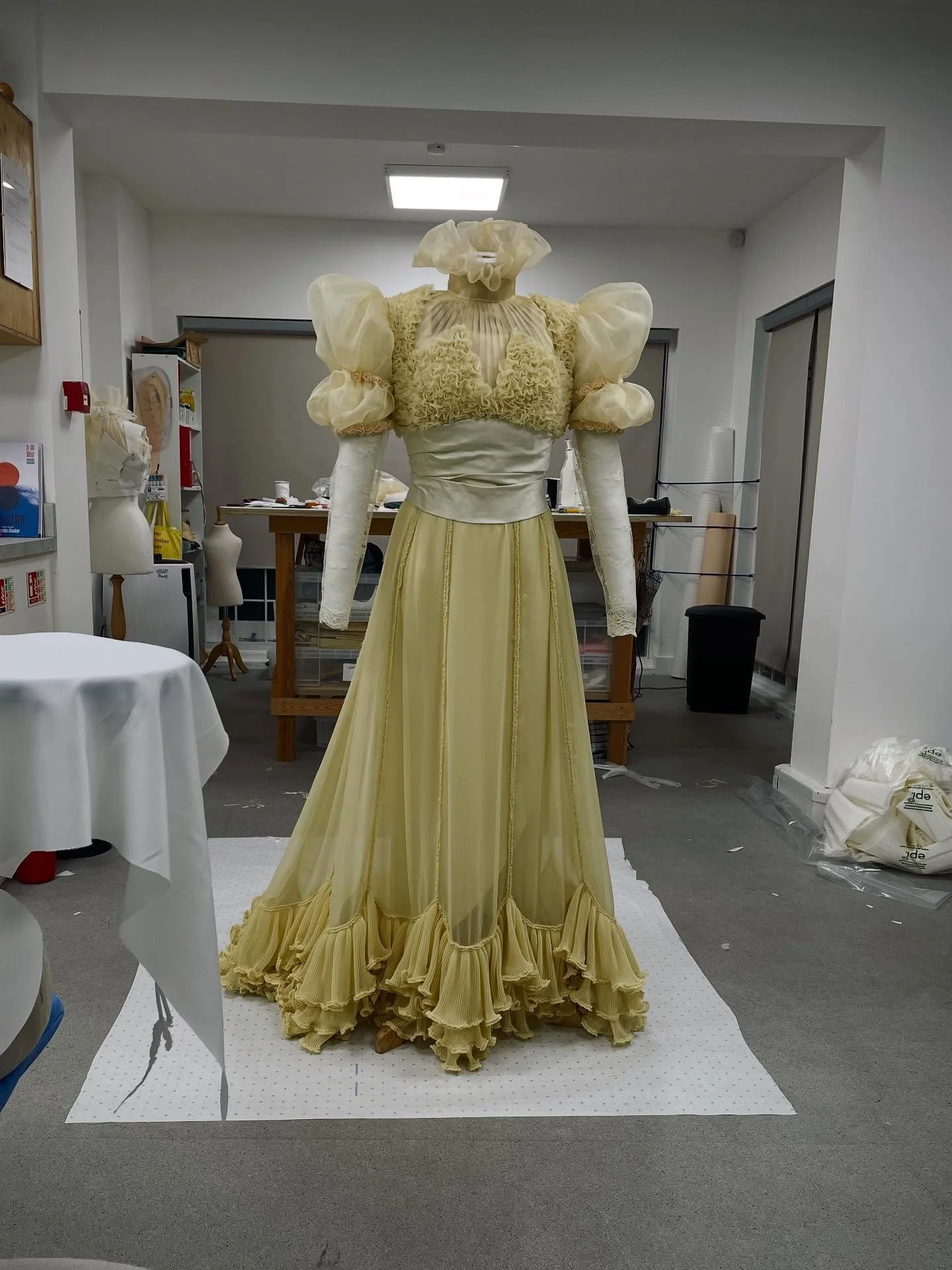 When I took these photos at 01:13 am on 27th of May this year I really thought this costume for Galinda&rsquo;s mum, which we were making for a Wicked reshoot, was pretty much finished. One fitting and two more days of intense work later I finally di