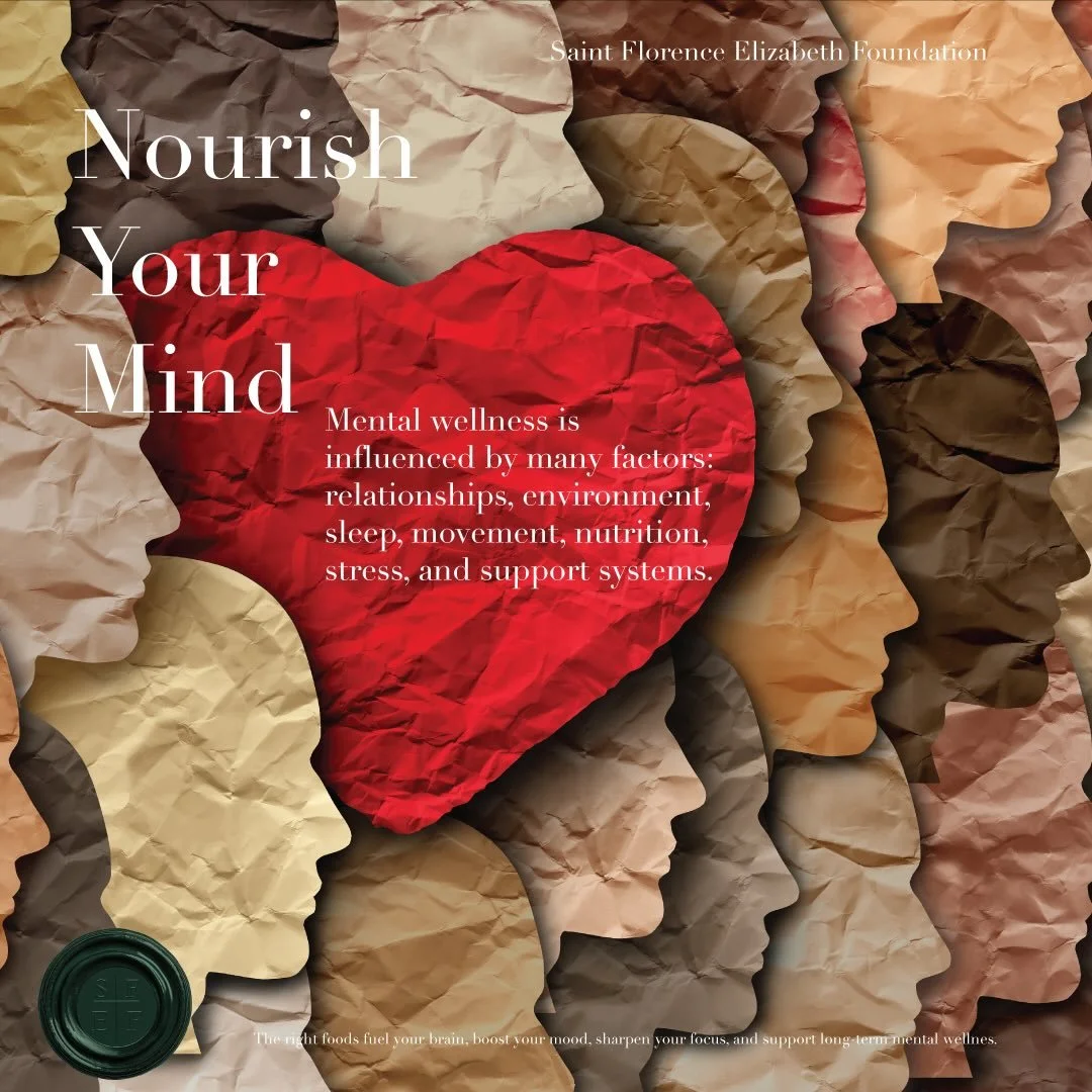 Mental wellness is influenced by many factors: relationships, environment, sleep, movement, nutrition, stress, and support systems.