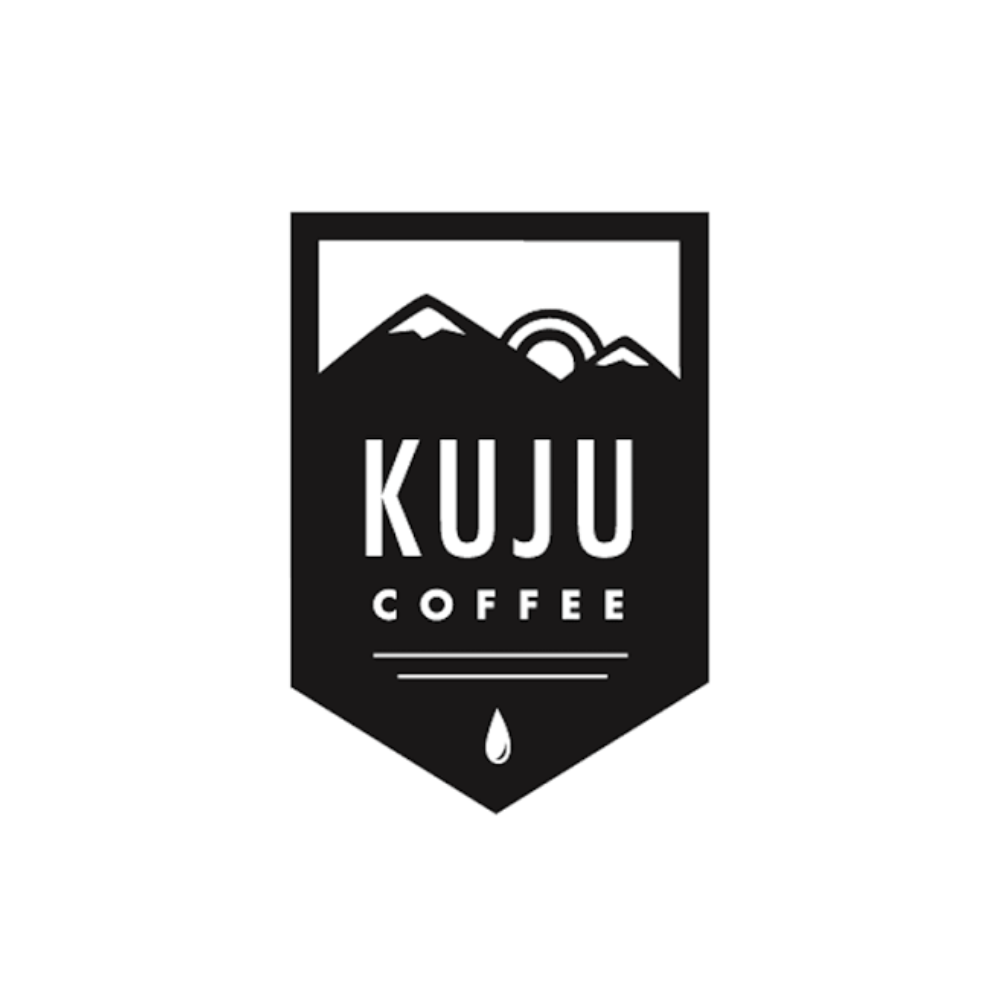 Kuju Coffee logo featuring mountains and sunrise.