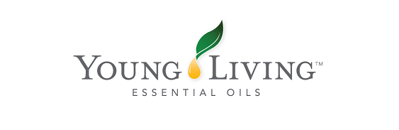 Young Living Essential Oils logo with green leaf and yellow oil droplet