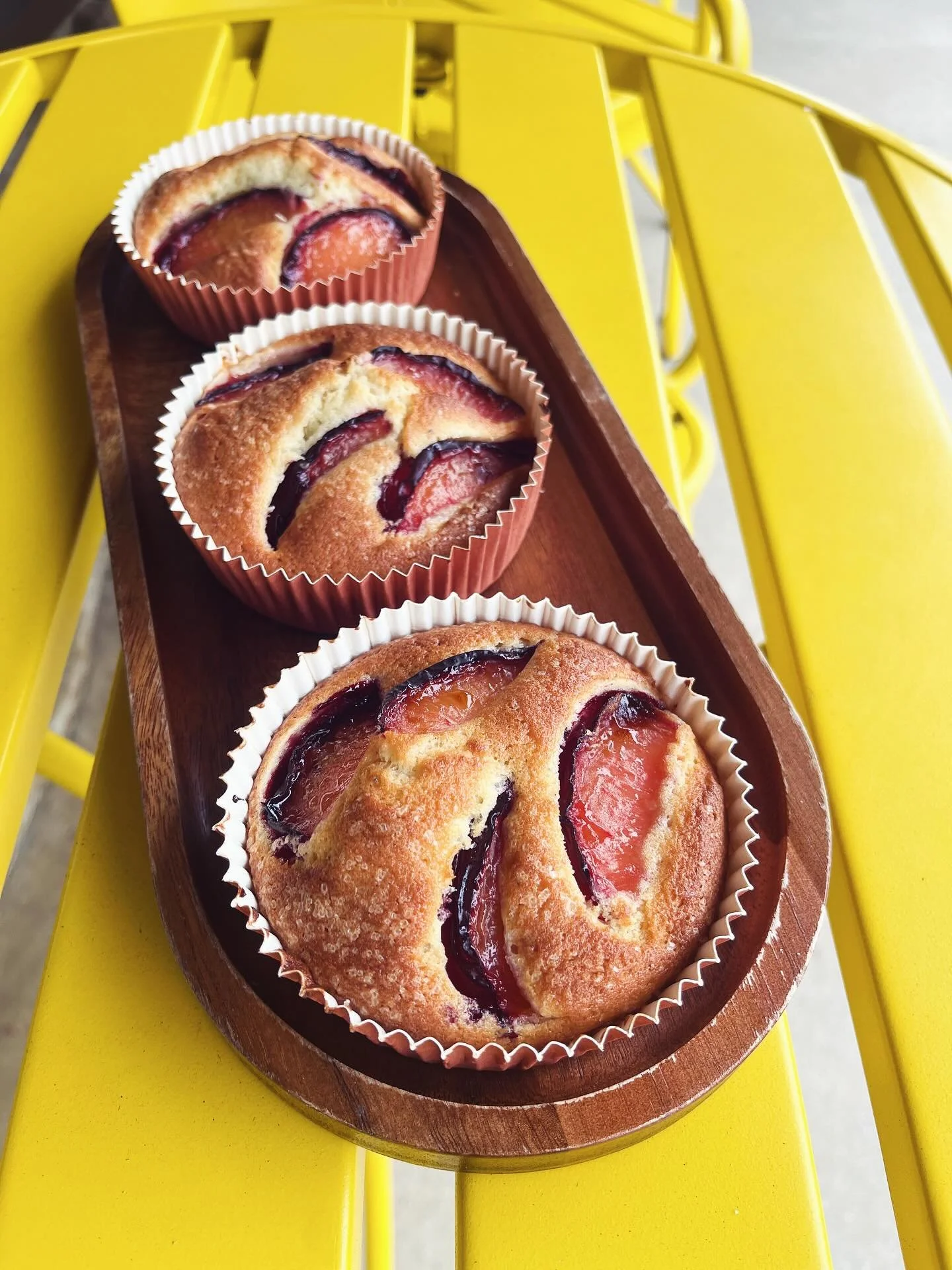 Our yogurt plum cakes were an early customer favorite at the bakery, and after a long absence, they&rsquo;ve returned! 

These cakes are tangy and moist, lightly-scented with cardamom, rounded-out with lemon zest, and contain juicy plum pockets. They