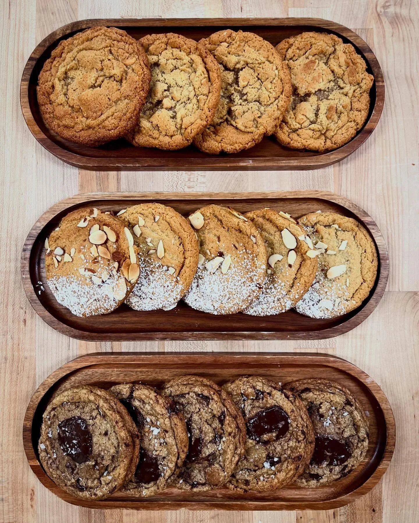 Loving this cookie trio! 

Top to bottom:
- cashew butter cookies
- frangipane cookies
- brown butter chocolate chunk cookies

#ashevillebakery #avleats #supportsmallbusiness #828isgreat