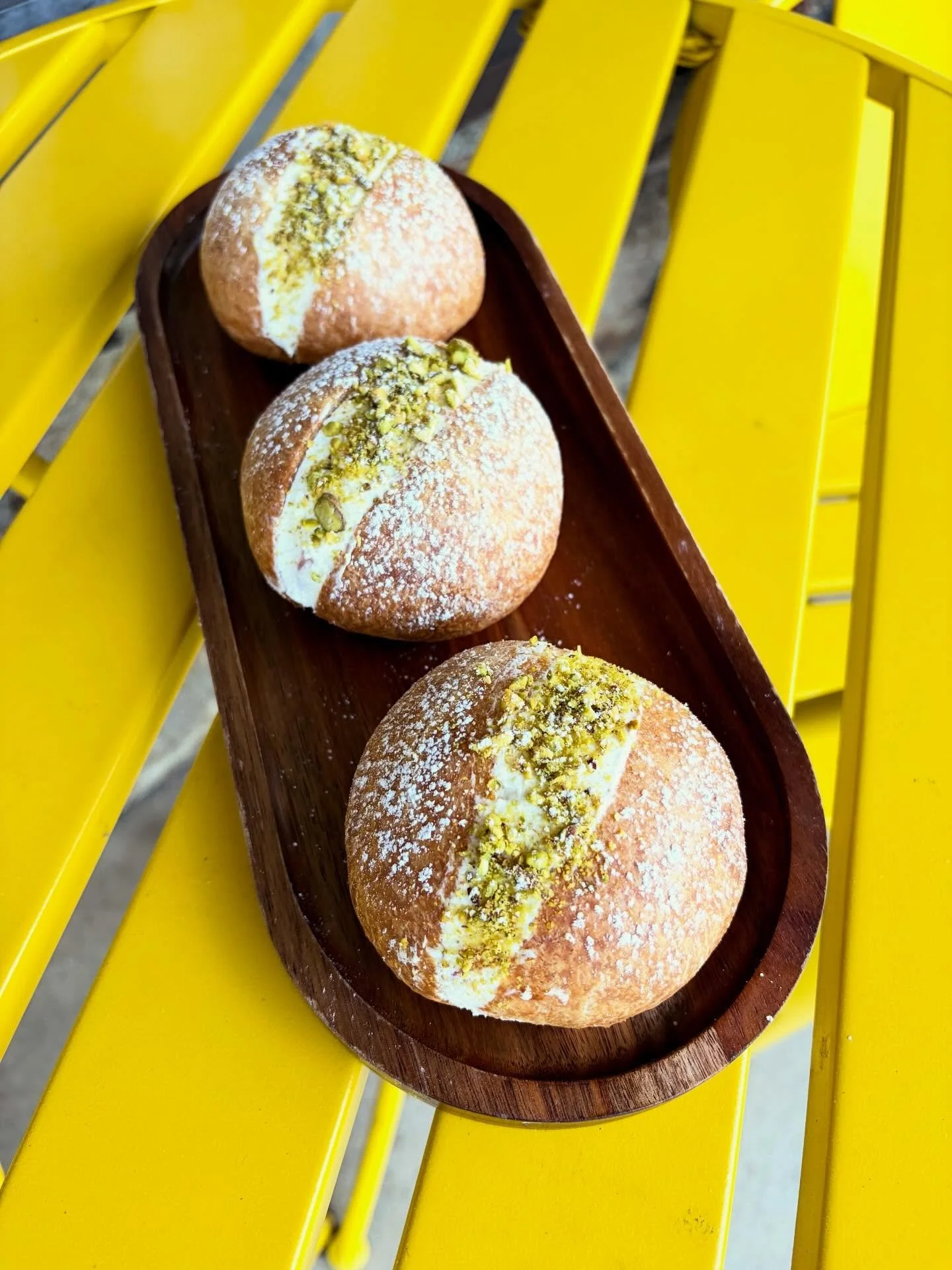 Maritozzi is back! Today only! Soft, very gently sweetened brioche buns, filled with whipped mascarpone &amp; basil-tossed strawberries, topped with pistachios. 

#bakery #ashevillebakery #avleats #828isgreat