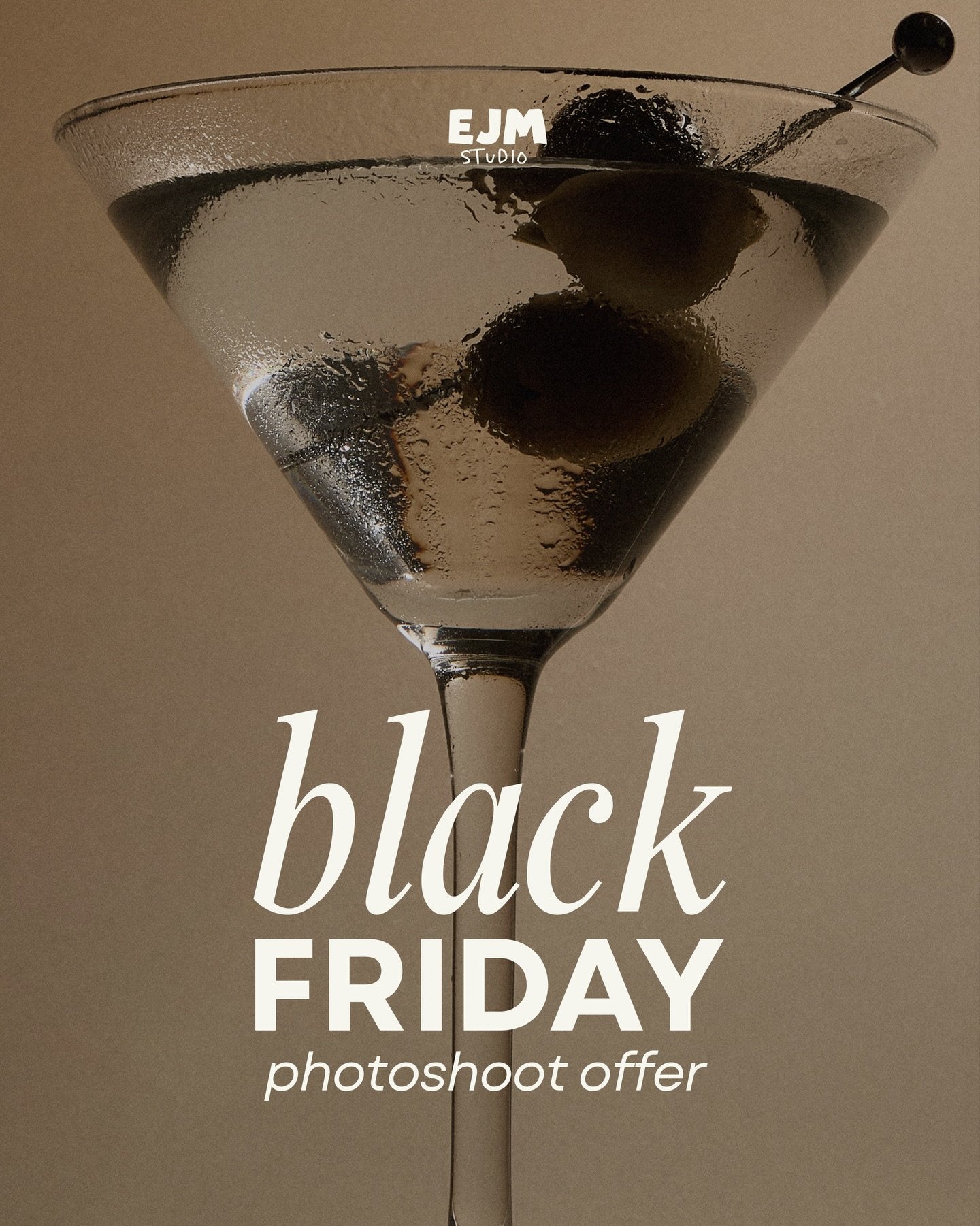 ✨ Black Friday Photoshoot Offer ✨

Perfect for brands ready to refresh their visuals for 2026.

Pay your deposit by Mon 1 Dec (23:59 UK) and get 10% off any product photography package for December or January shoots.

DM to find out more about my pac