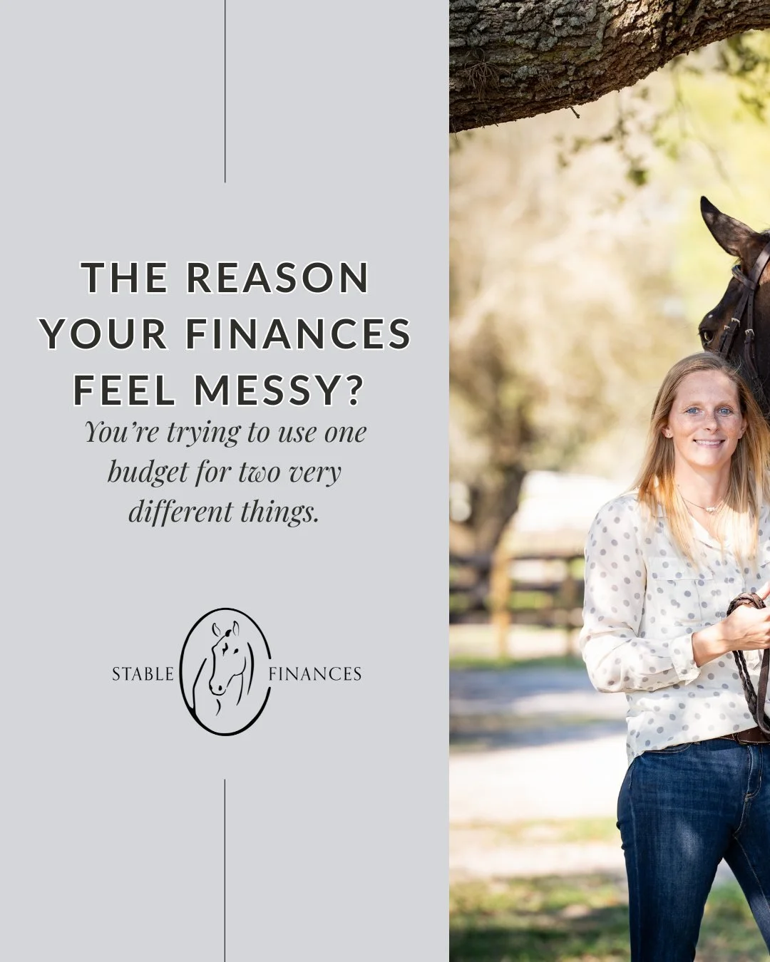 ✨ The reason your finances feel messy? You&rsquo;re trying to use one budget for two very different things.

Your horse budget and your business budget are not the same &mdash; and treating them like they are is one of the biggest mistakes I see eque