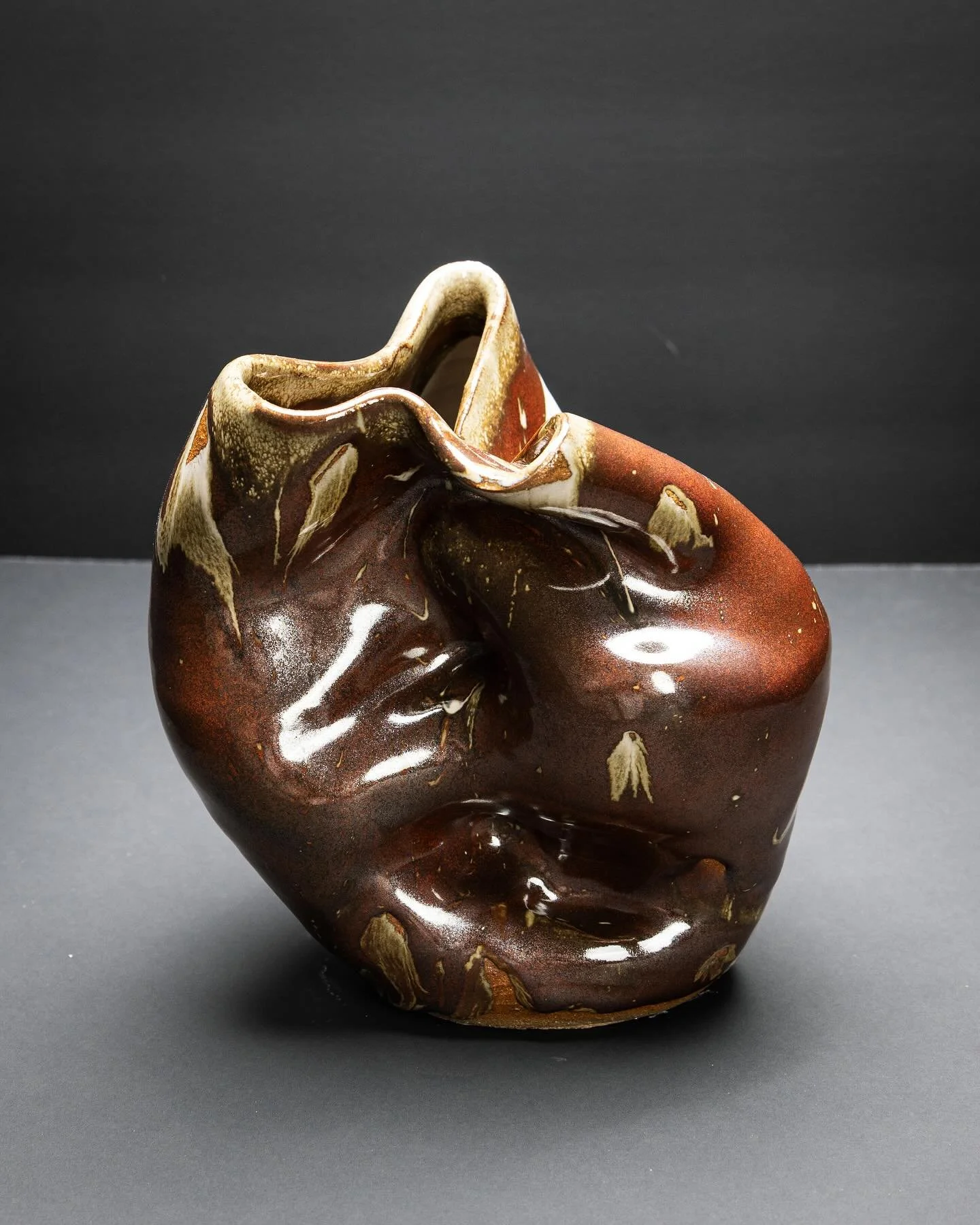 .
Description: Warped Vase, Reduction Fired
Dimension(s): 5&rdquo; width x 7&rdquo; height 
Creation date: March 9, 2025

#ceramic #ceramics #ceramicglaze #ceramicsculpture #ceramicsofinstagram #ceramicartist #sculptureart #sculpture #claysculptures 