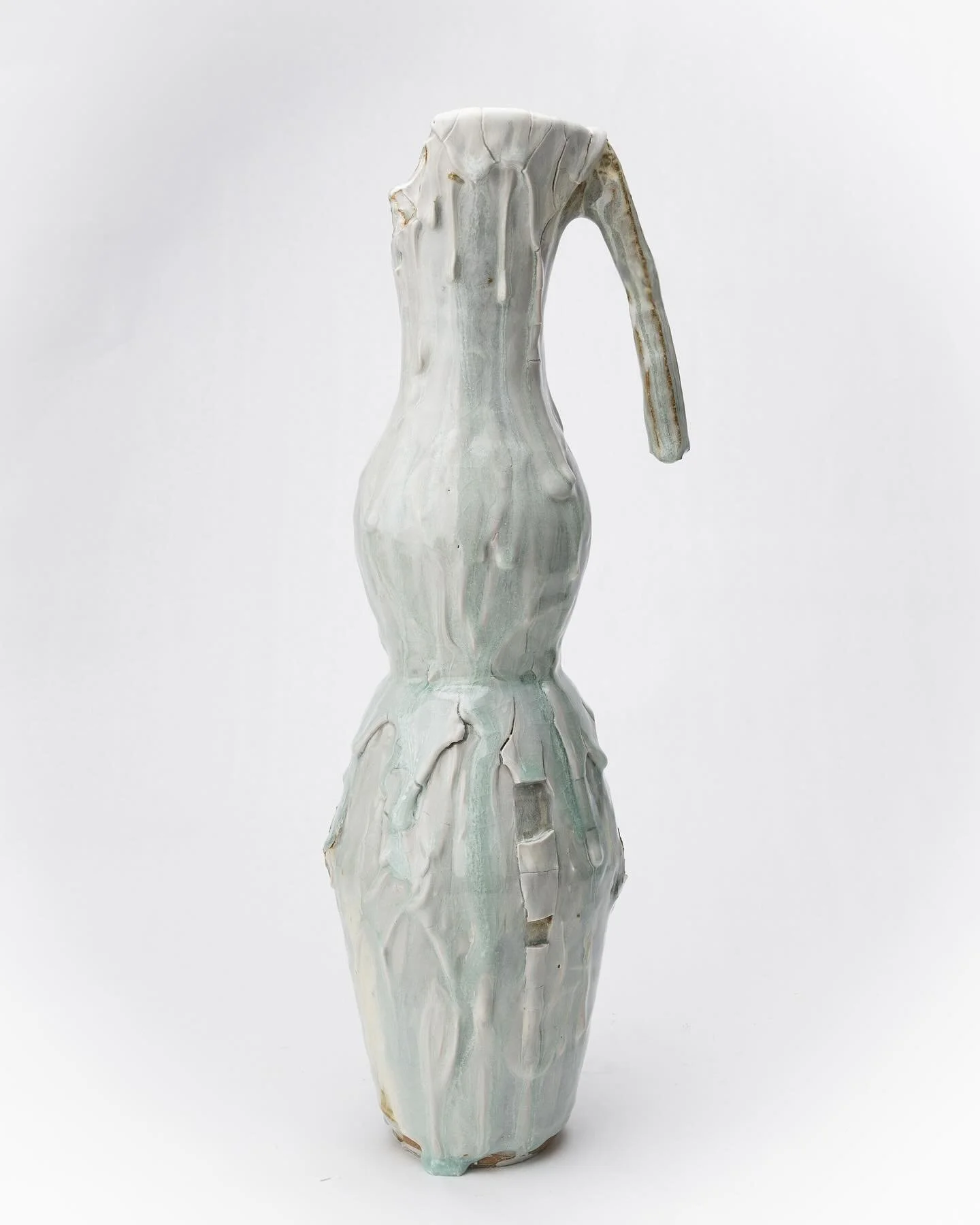 .
Description: Deconstructed Light Blue/White Vase, Reduction Fired 
Dimension(s): 5&rdquo; width x 24&rdquo; height 
Creation date: May, 2025

#ceramic #ceramics #ceramicglaze #vase #ceramicvase #clayvase #ceramicsculpture #ceramicsofinstagram #cera
