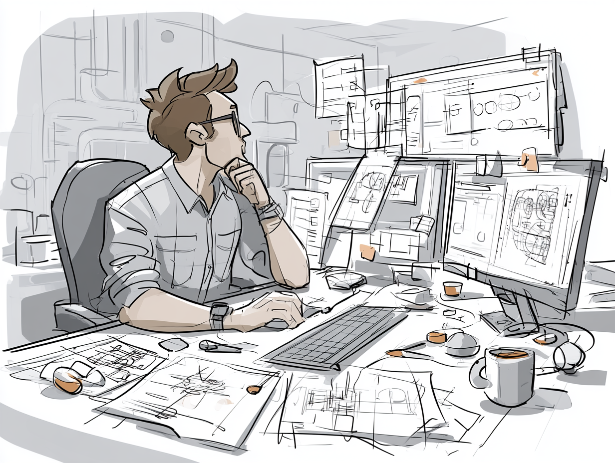 An engineer reviewing manufacturing documentation