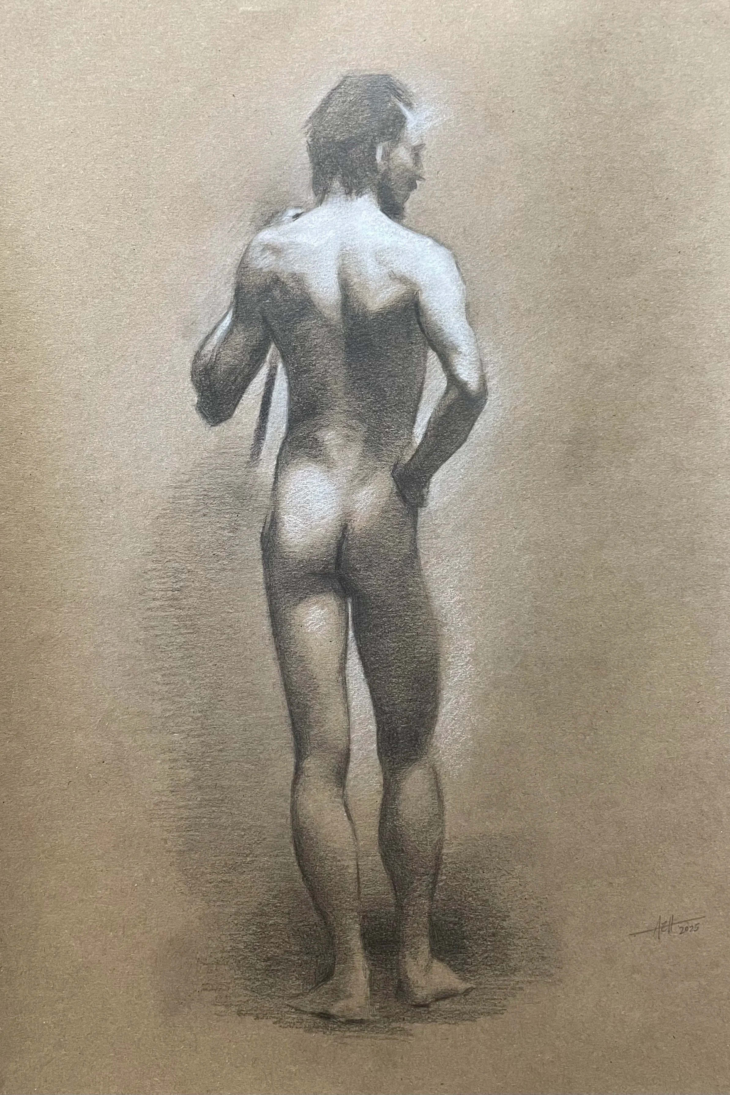 'Mazvydas (Study ii)', 2025, Graphite and chalk 🔴
