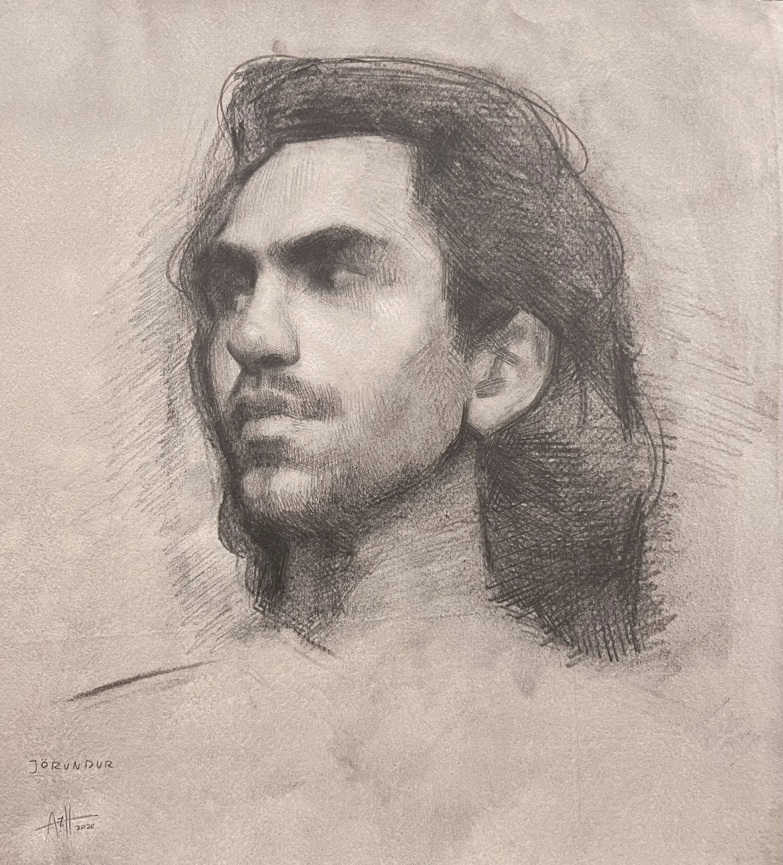 'Jörundur', 2026, Graphite and chalk