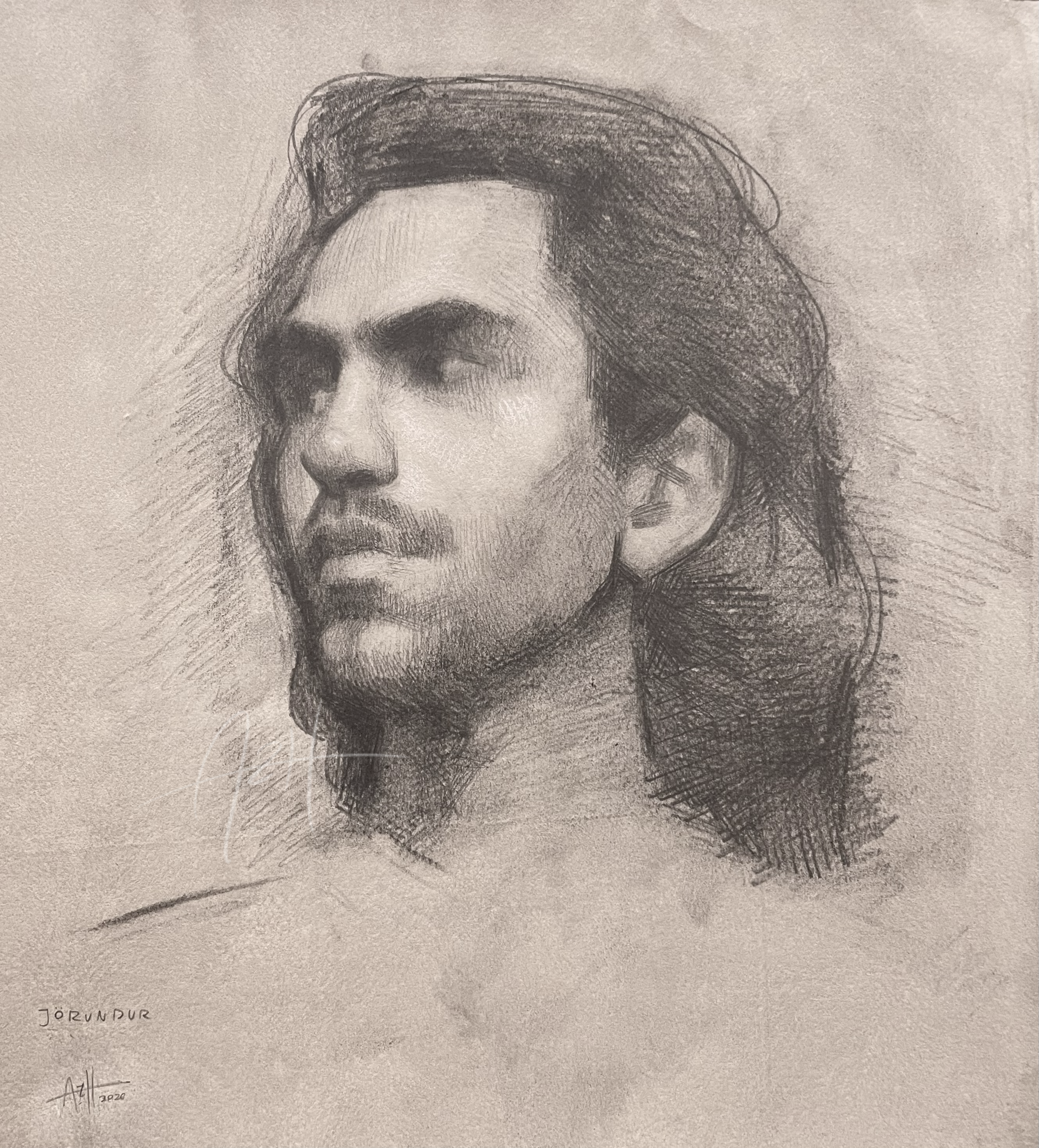 'Jörundur', 2026, Graphite and chalk