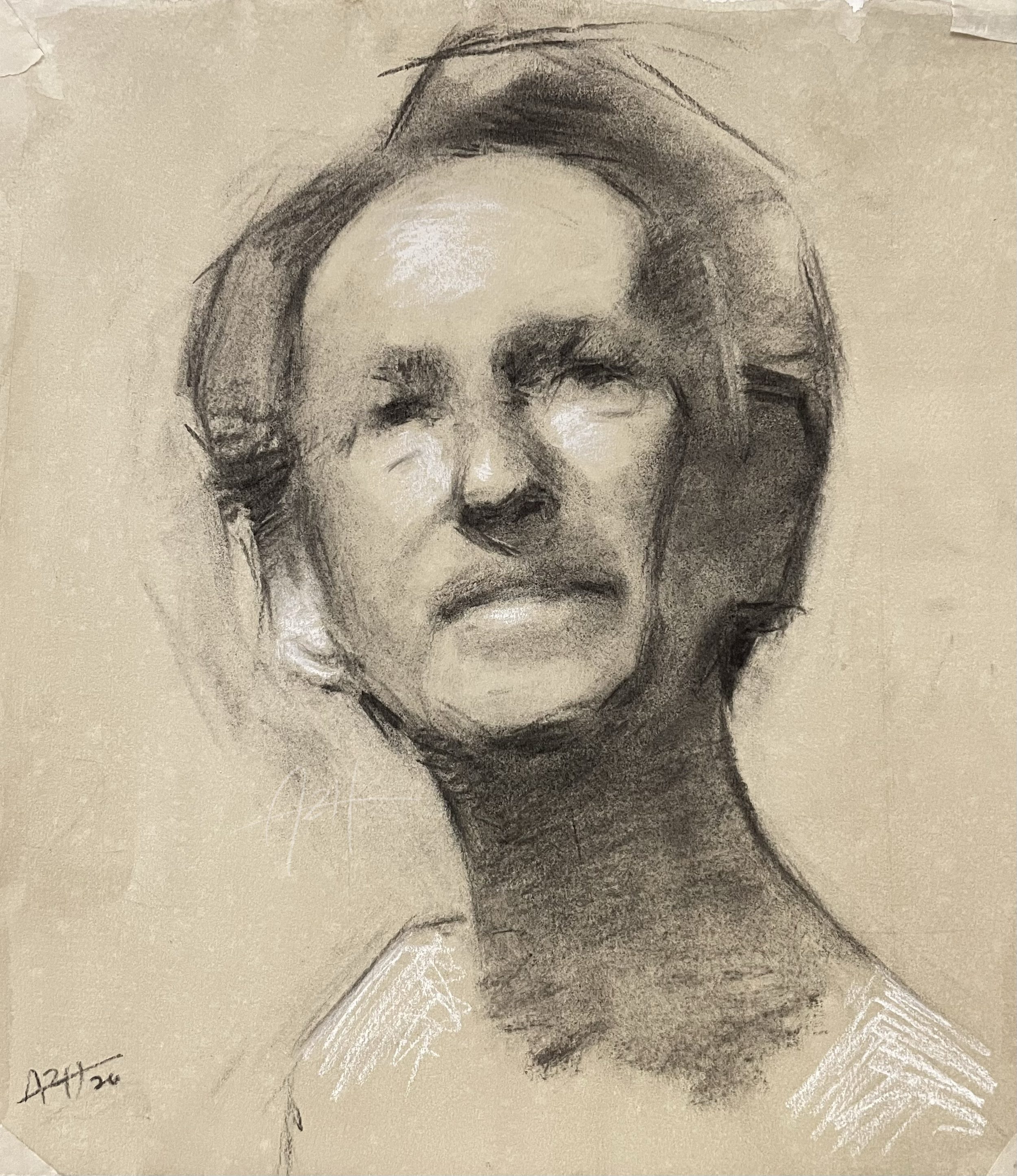 'Smiling Man', 2026, Chalk and charcoal