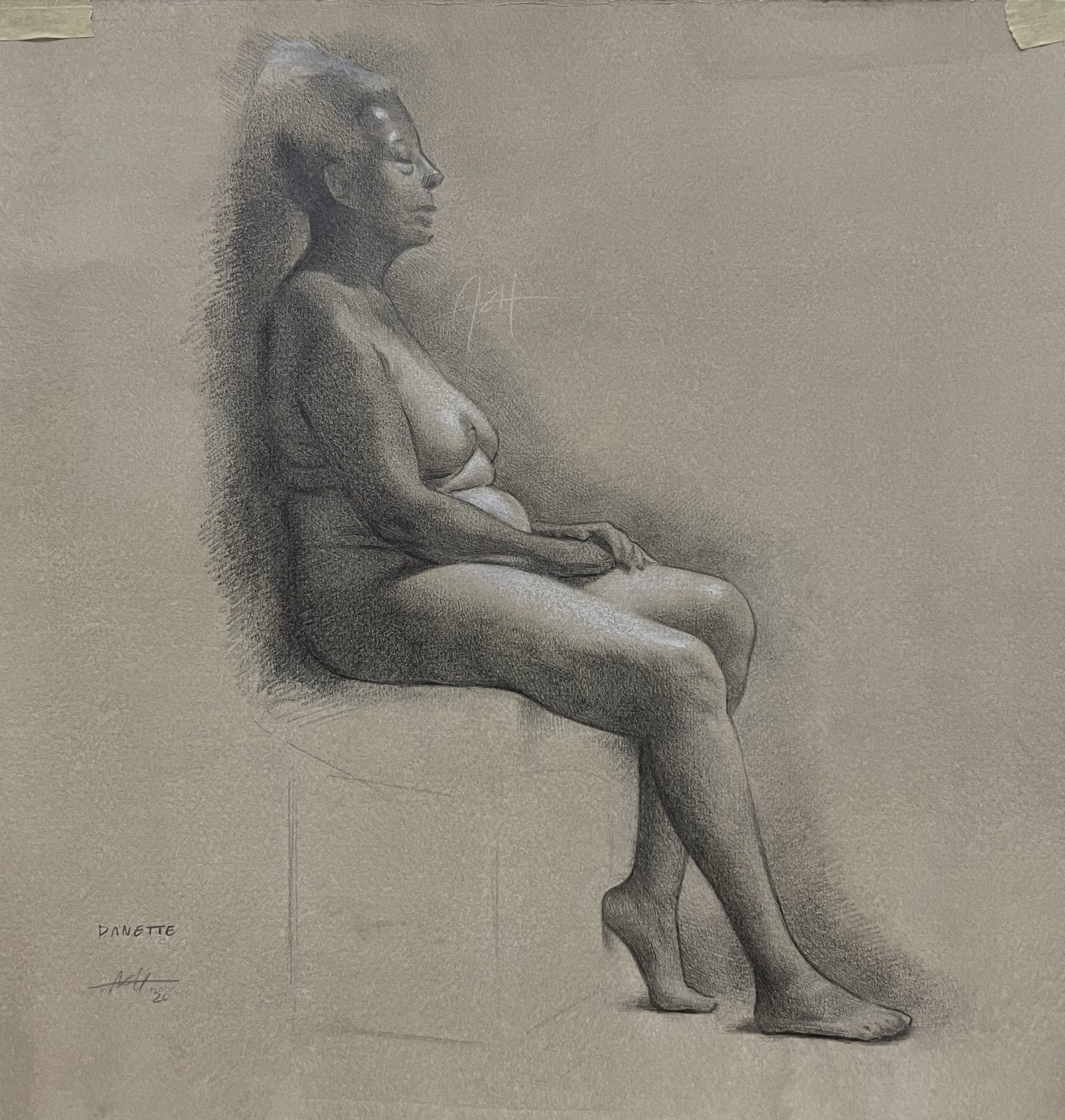 'Danette', 2026, Graphite and chalk