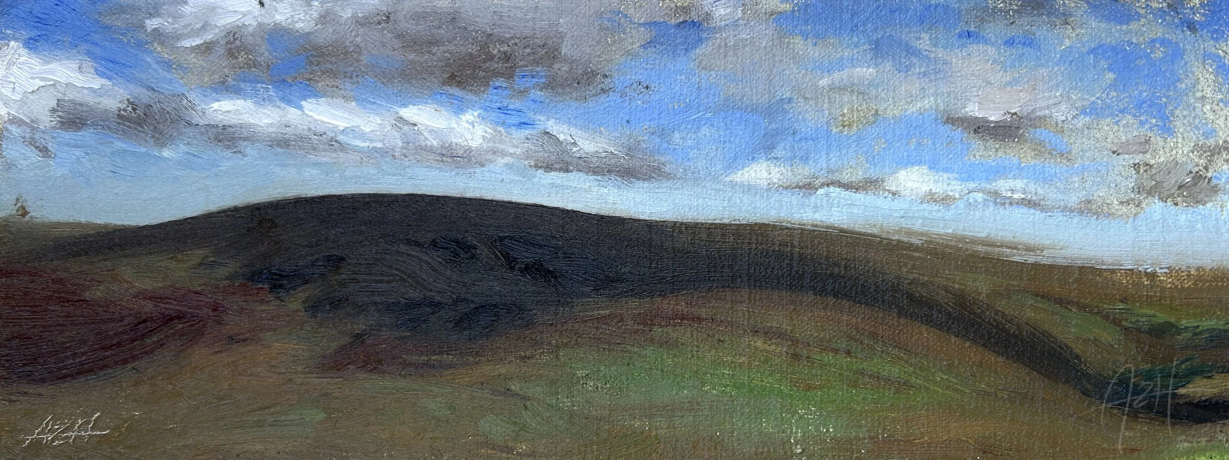 'View from Sharp Tor', 2026, Oil on linen, 30 x 11.5 cm