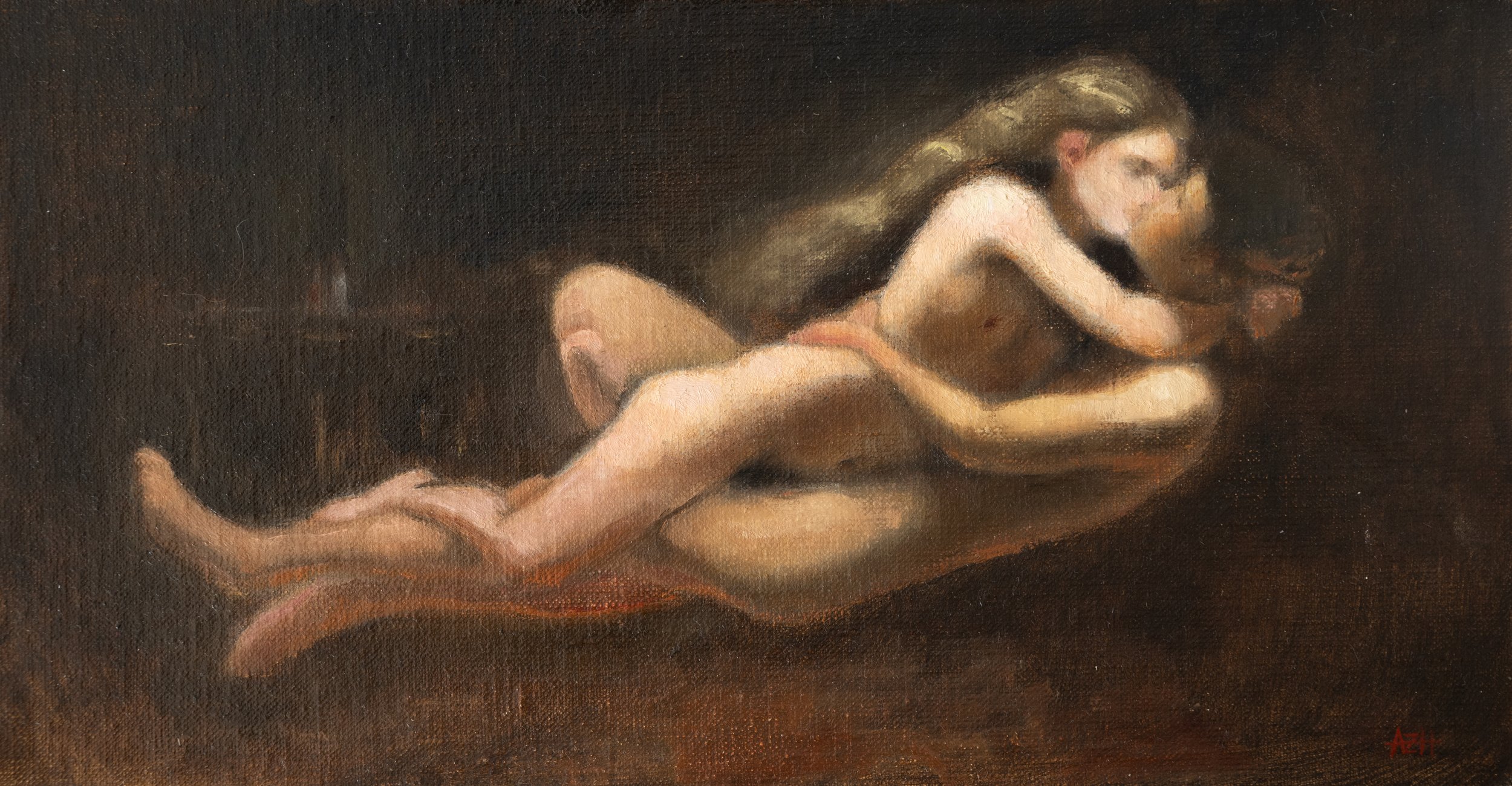 'Francesca and Paolo (Study)', Oil on linen, 2025