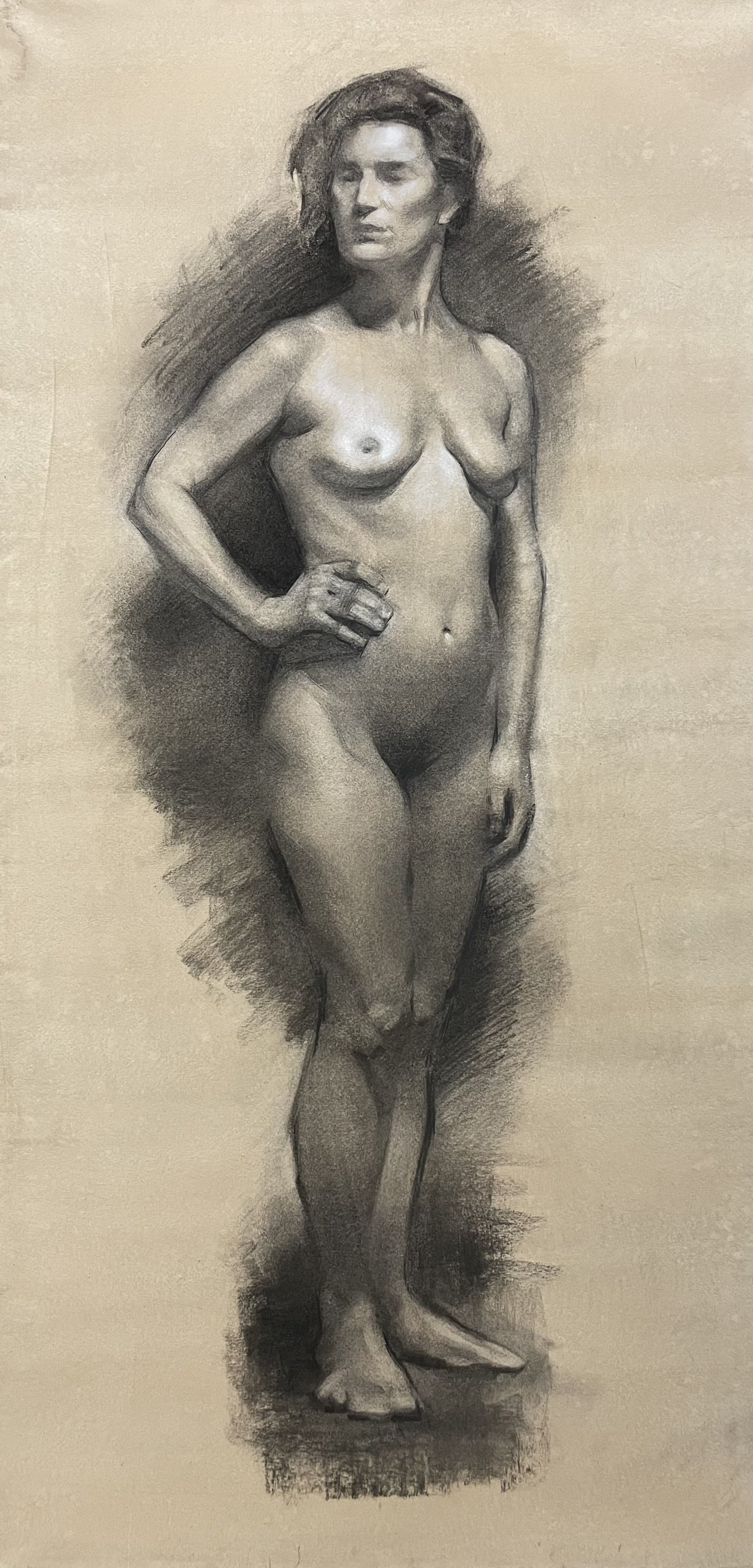 'Benedicte', 2026, Chalk and charcoal