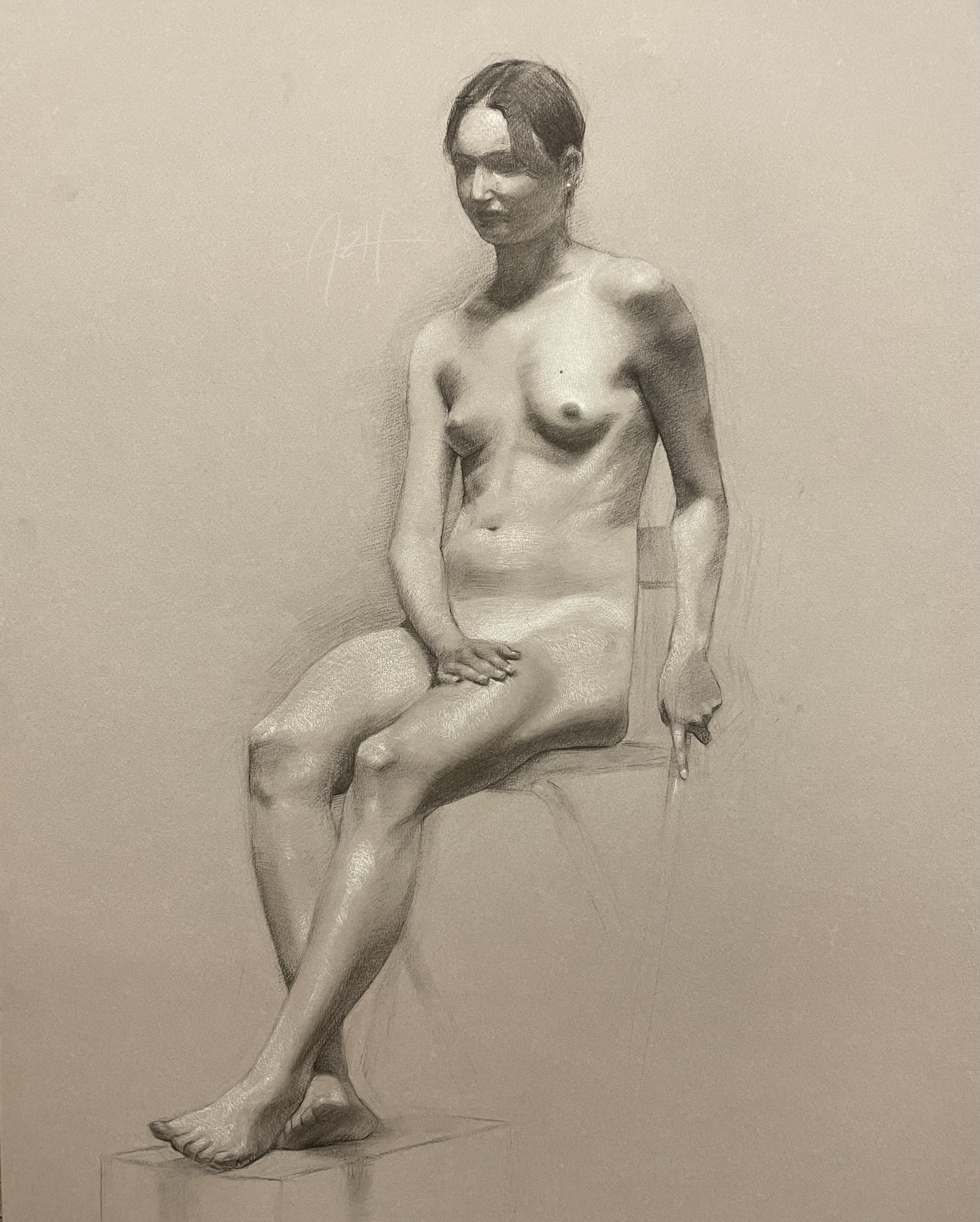 'Emmie', 2023, Chalk and charcoal