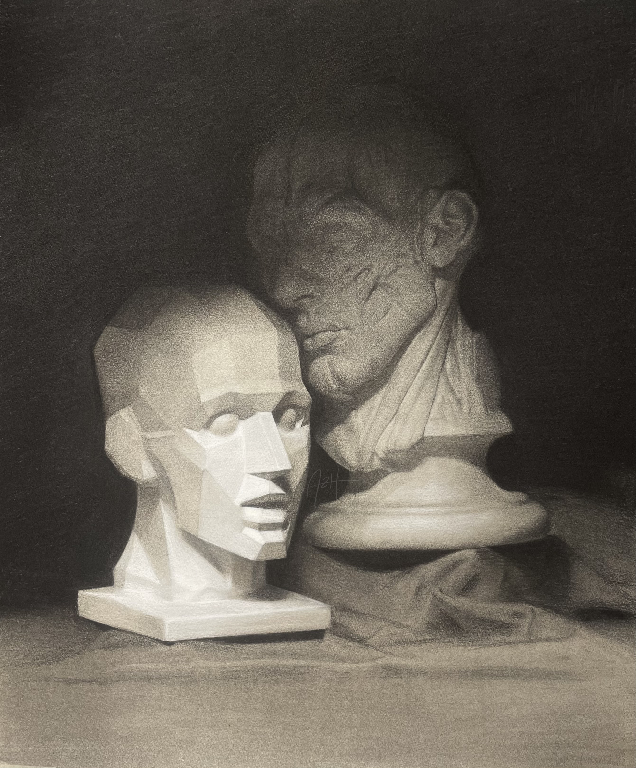 Untitled (cast ii), 2023, Chalk and charcoal