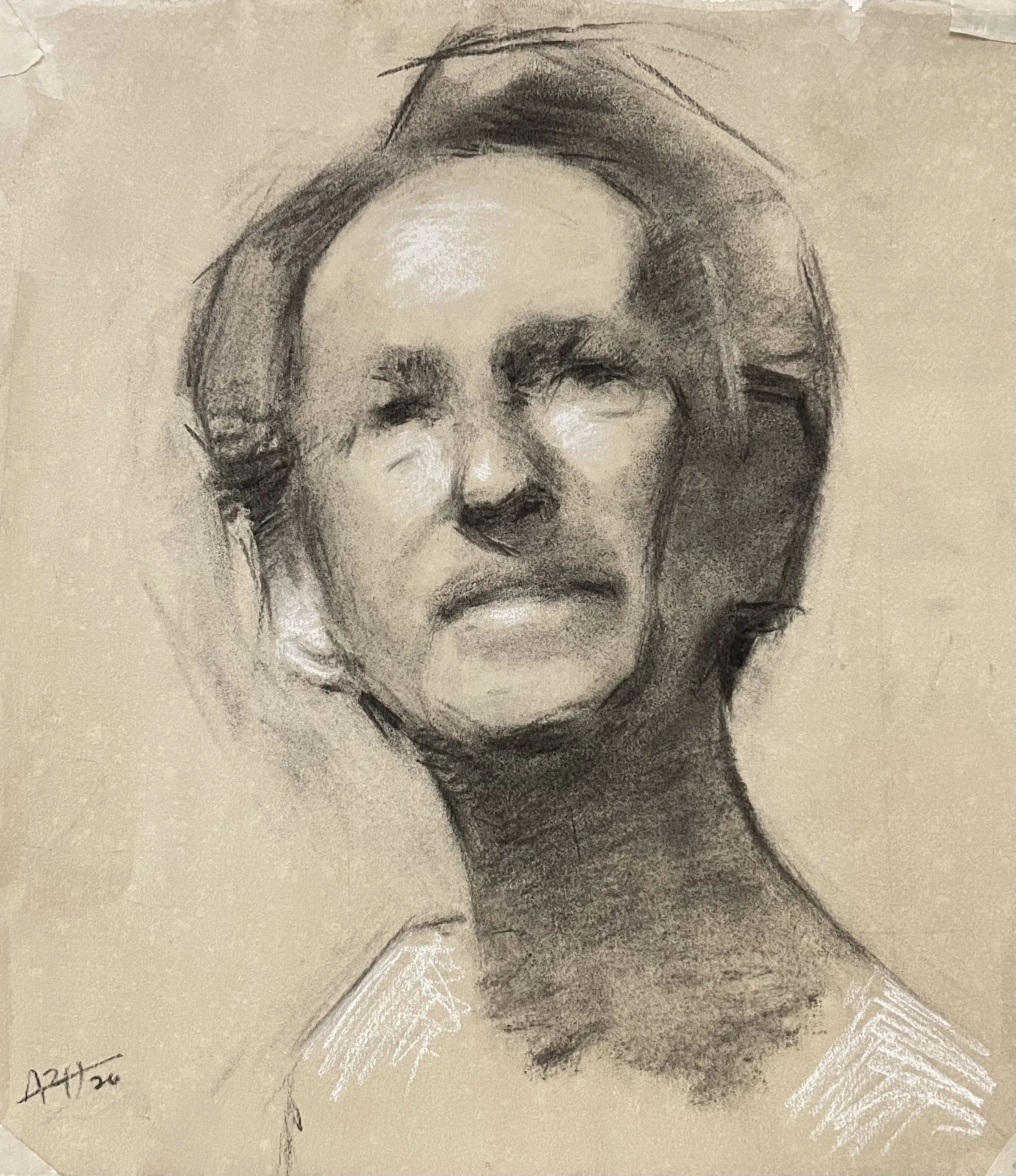 'Smiling Man', 2026, Chalk and charcoal
