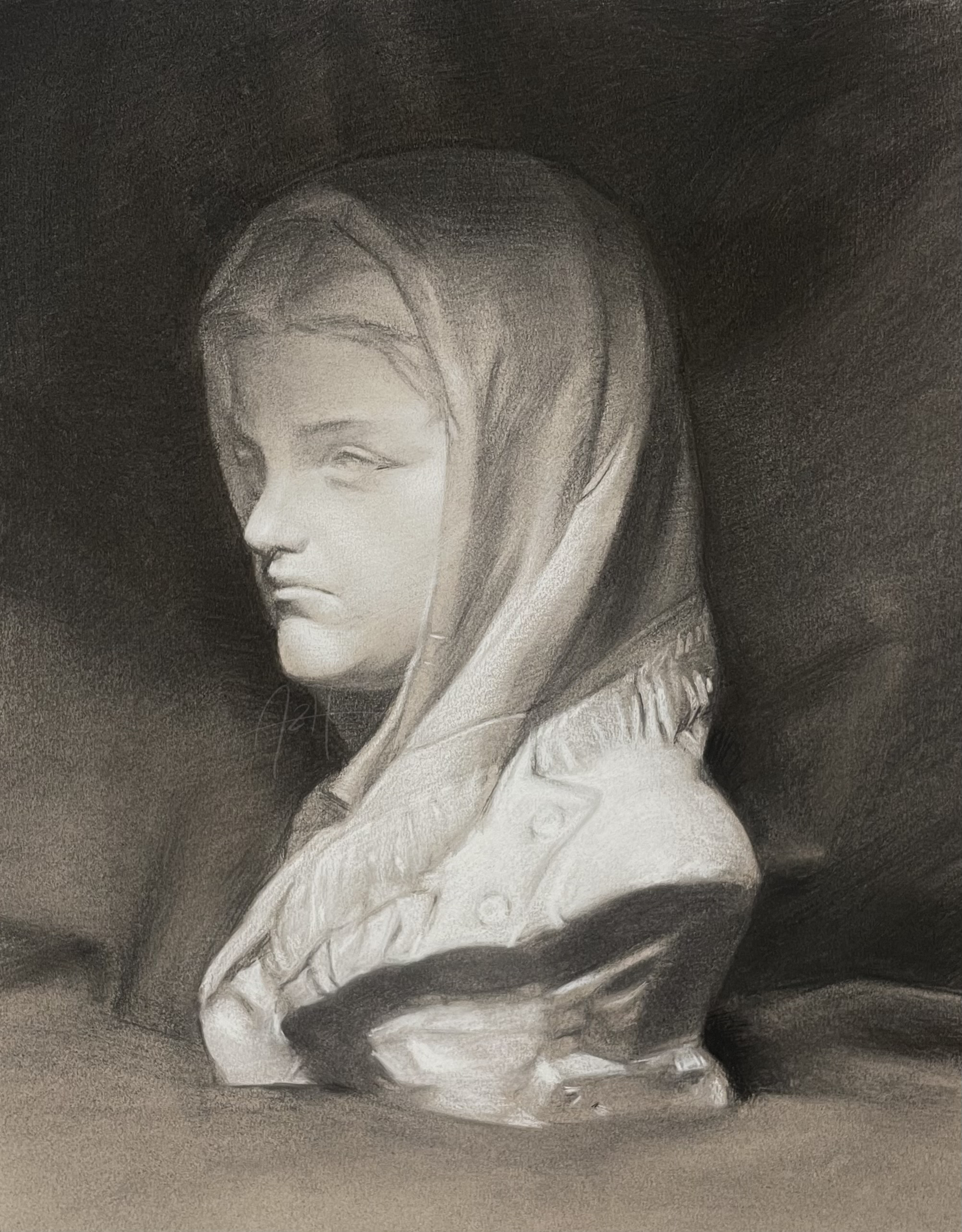 Untitled (three-day cast study), 2023, Chalk and charcoal