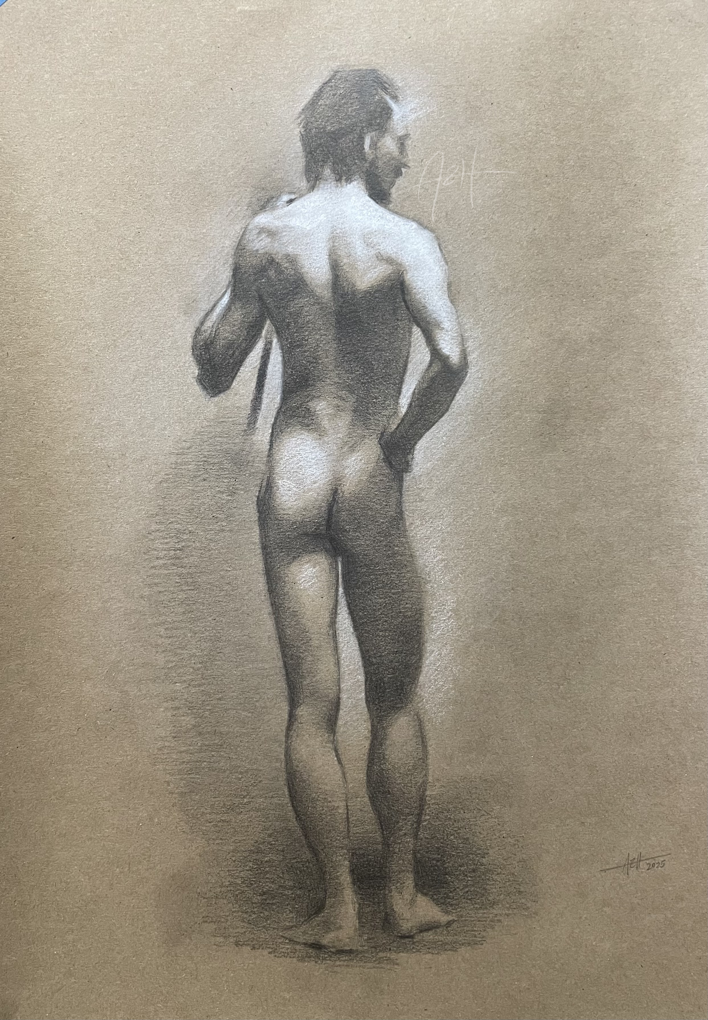 'Mazvydas (Study ii)', 2025, Graphite and chalk 🔴