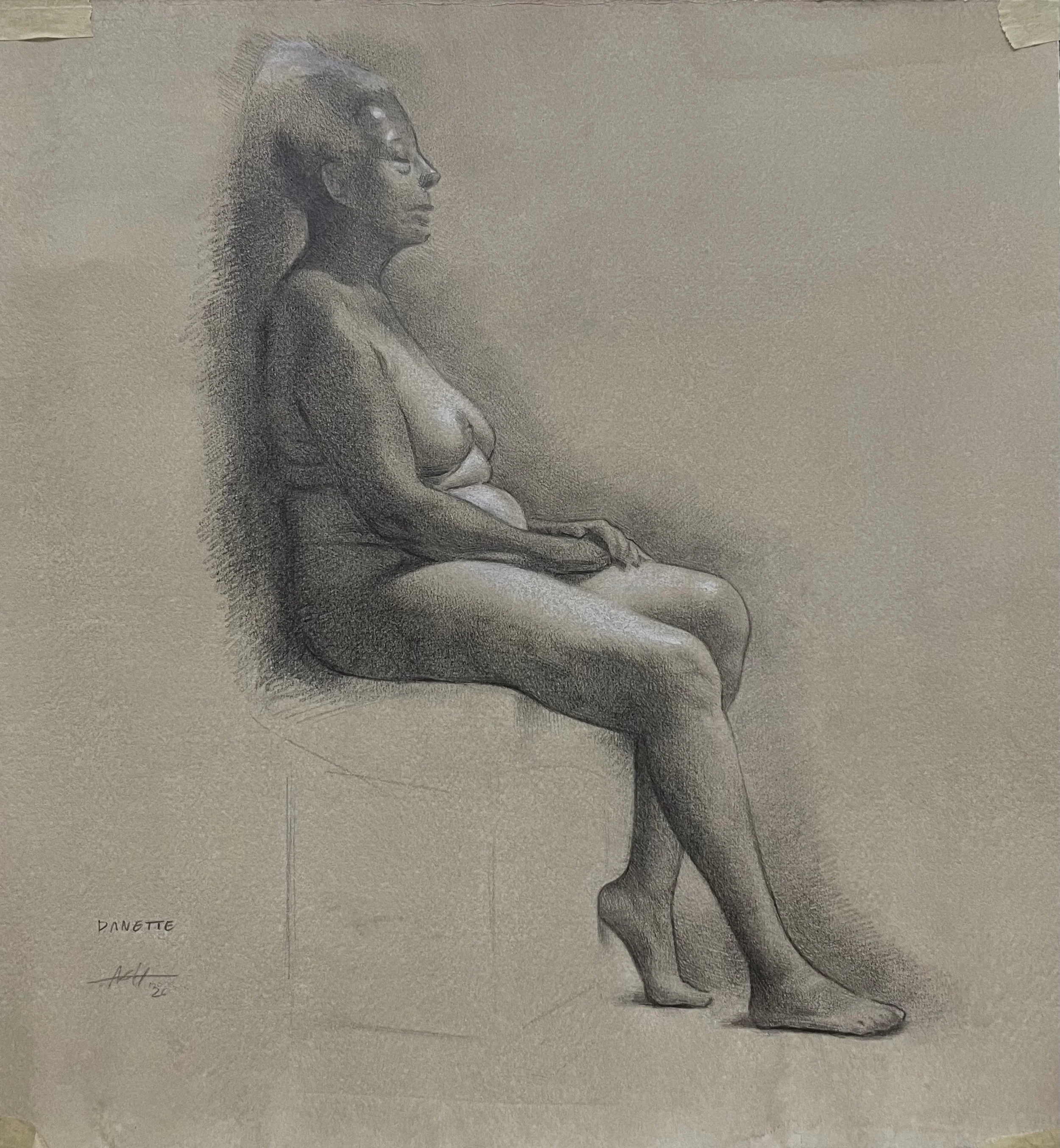 'Danette', 2026, Graphite and chalk