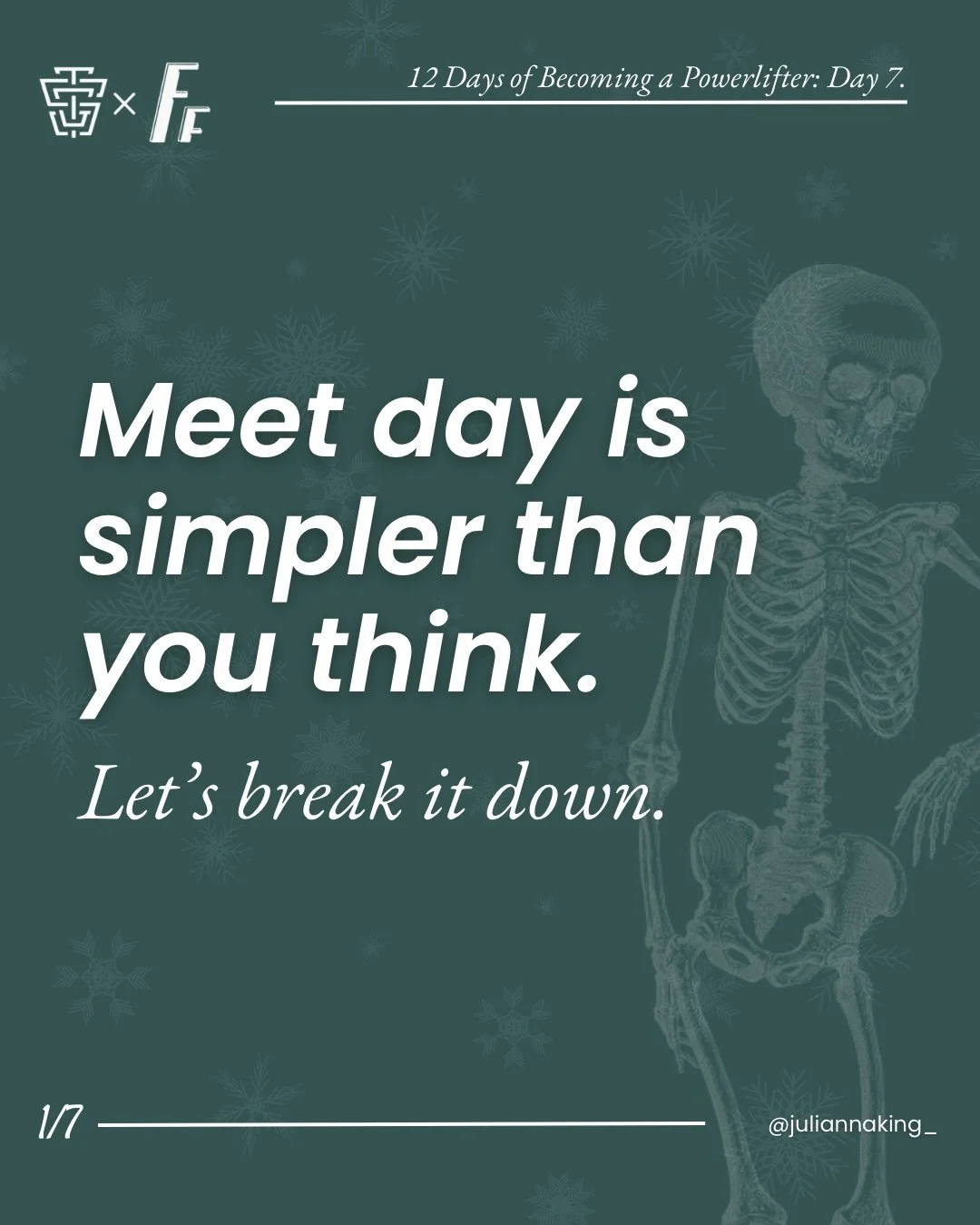 Meet day gets a lot simpler when you know what&rsquo;s coming.
You&rsquo;ve got this.🙏
Save this for Day 7!
Day 8 coming Wednesday.

#12daysoffitmas #12daysofbecomingapowerlifter #powerlifter #powerlifting #powerliftingcoach #girlswholift #femalepow