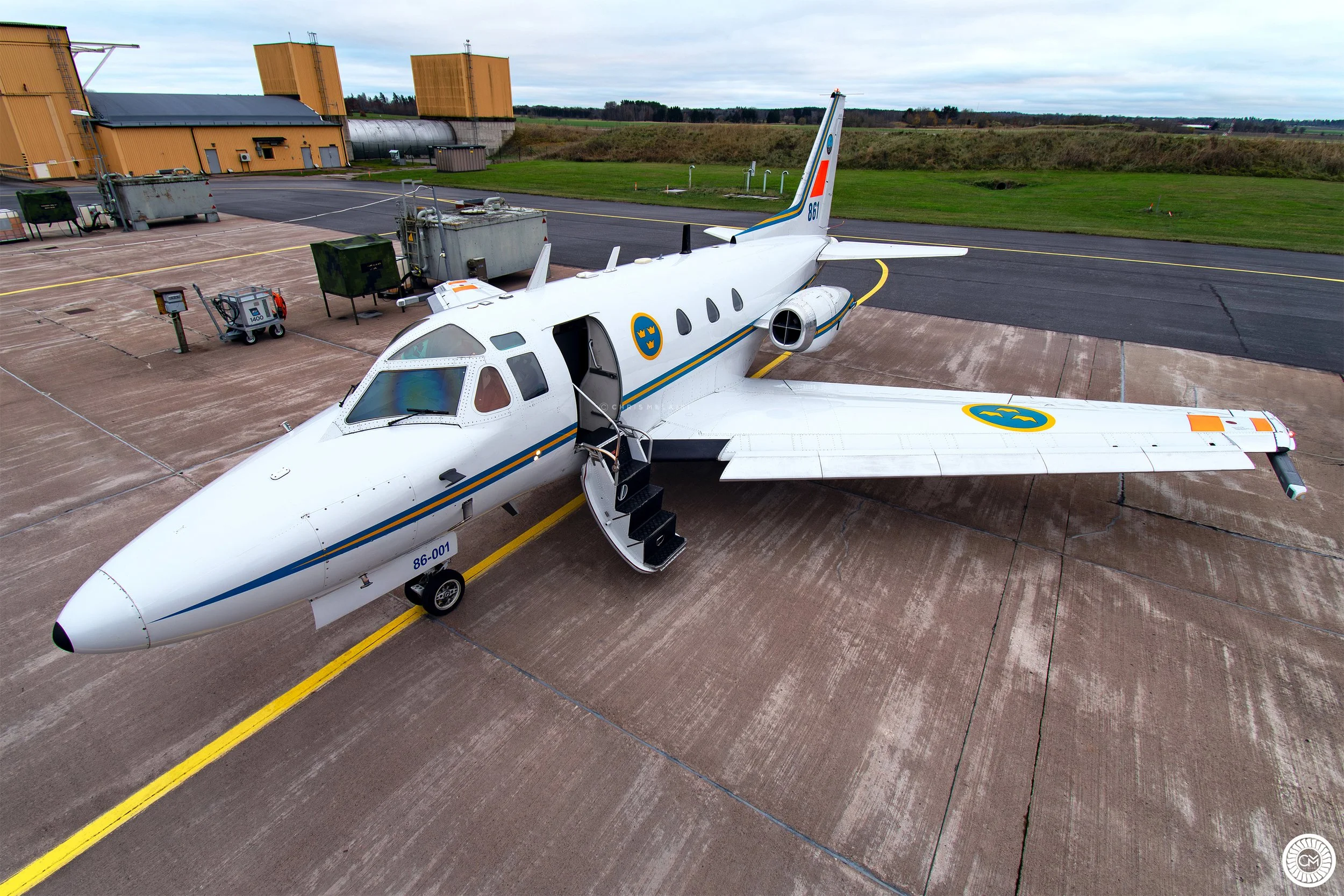 Swedish Air Force Försvarets materielverk FMV Flight Test Centre Sweden Linkoping Malmen Rockwell North American TP86 86 TP 40A Sabreliner JT12 engine RM11 86001 Tester 861 Retirement Final Flight 2025 Chris Melaisi 86-001 Evaluation CARABAS Radar