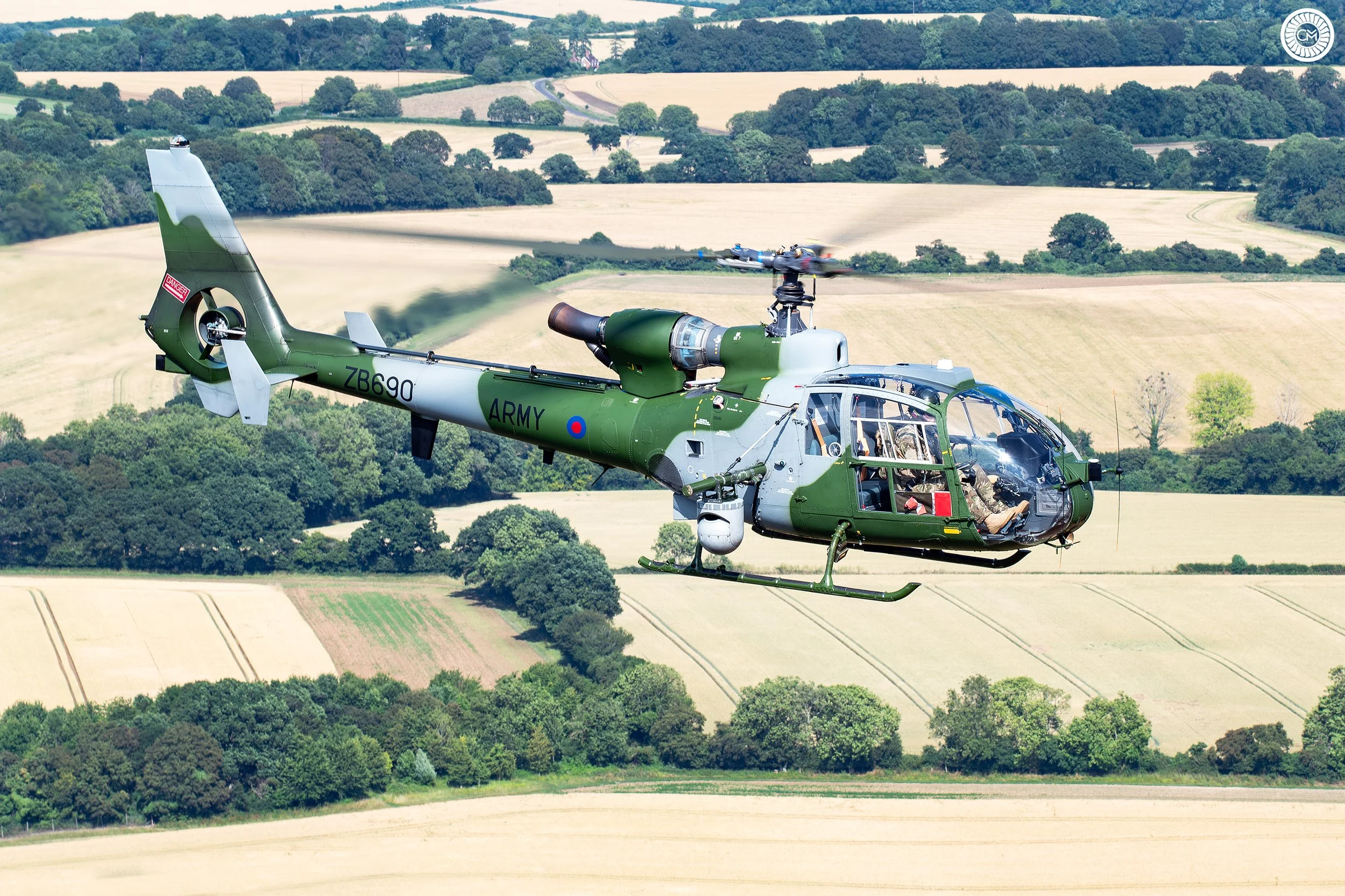 British UK Defence Army Air Corps Westland Aerospatiale Gazelle AH1 ZB690 ZB764 Middle Wallop Hampshire Salisbury Cathedral United Kingdom 7AAC 5AAC 665 Squadron Northern Ireland Aldergrove SA.341B Regiment Retirement 2023 Chris Melaisi air to air